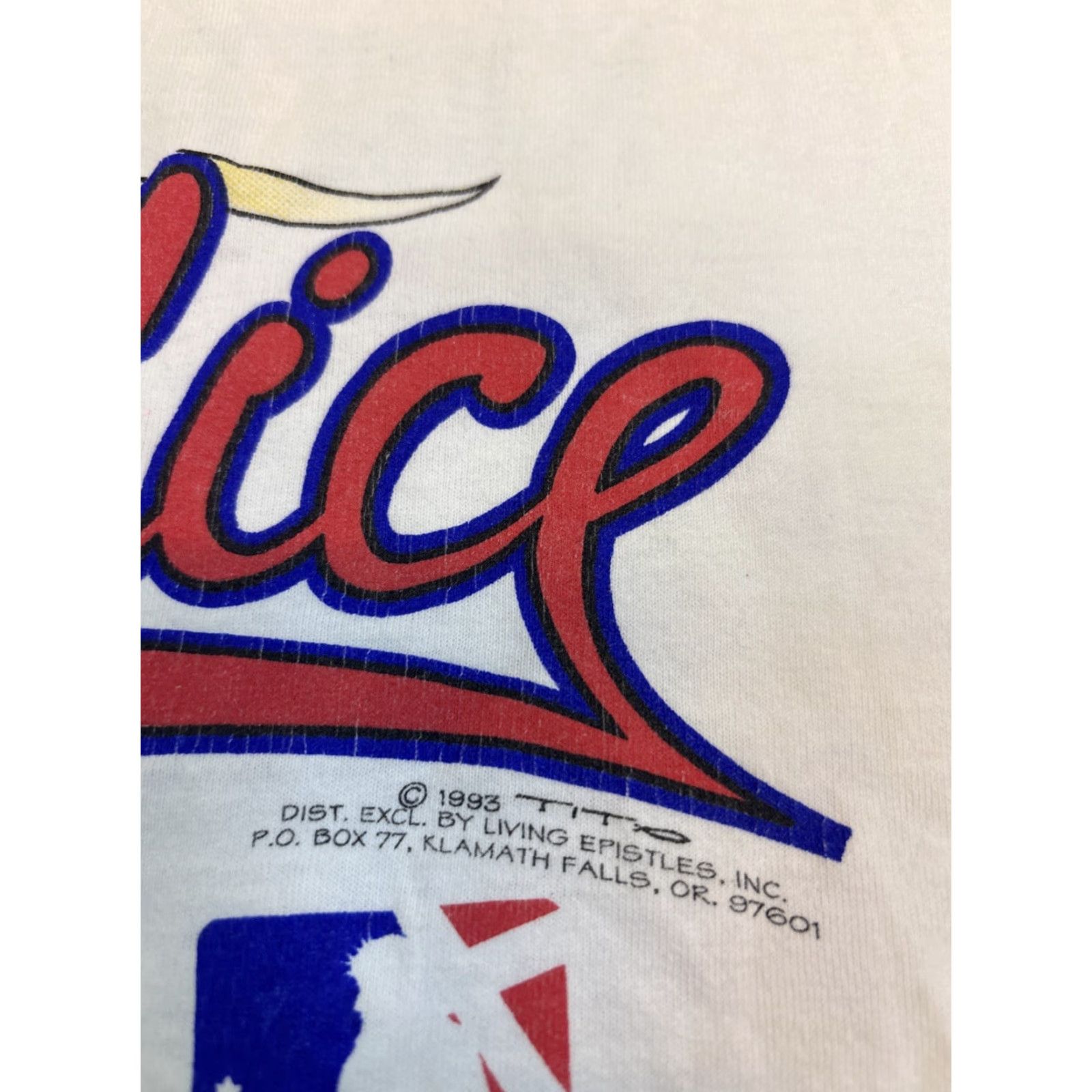 Vintage VINTAGE Living Epistles Sacrifice For Your Errors Baseball Jesus Shirt M Men White T-Shirt Size US M / EU 48-50 / 2 - 5 Thumbnail