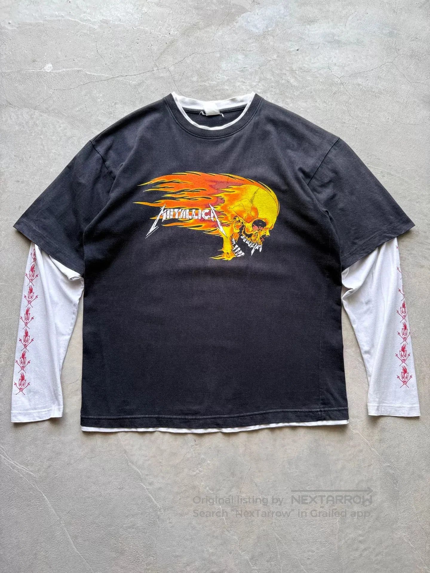 Vintage 00s Metallica Flame Skull Band Tee.