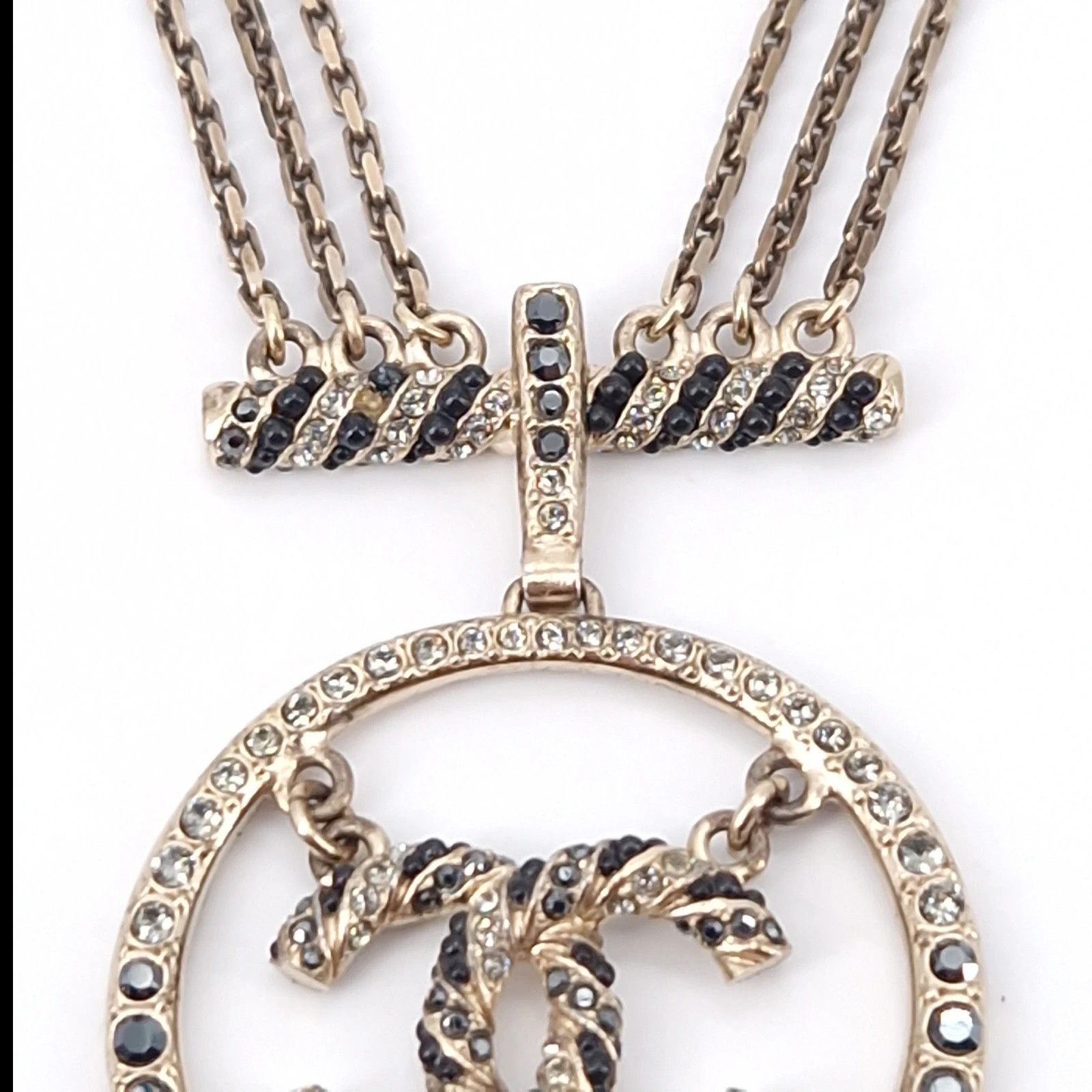 Chanel Chanel Crystal CC Pendant Triple Chain Necklace Size ONE SIZE - 14 Thumbnail