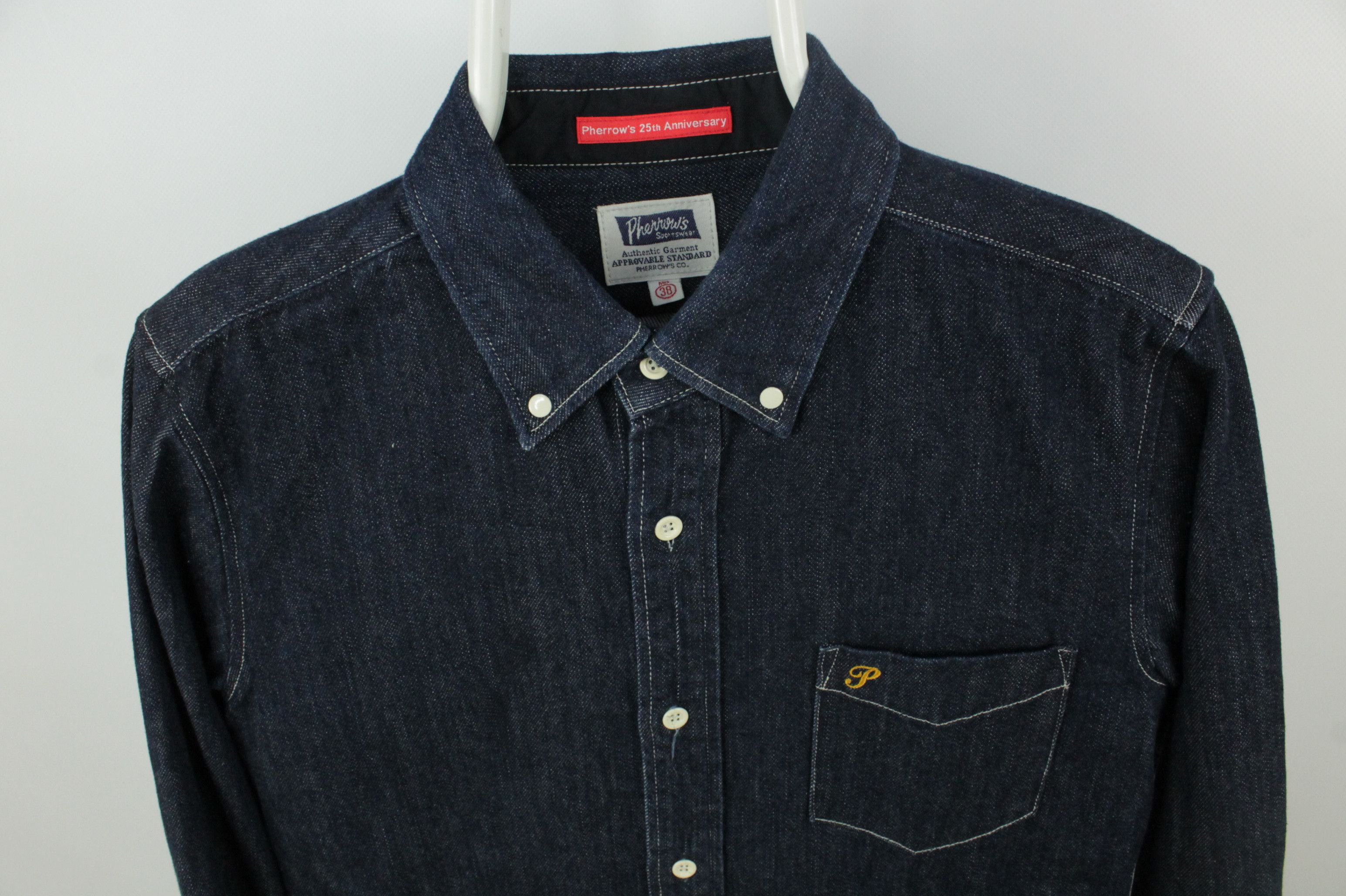 Pherrow's Pherrow's 25th Anniversary Raw Denim Shirt made in Japan Size US M / EU 48-50 / 2 - 2 Thumbnail