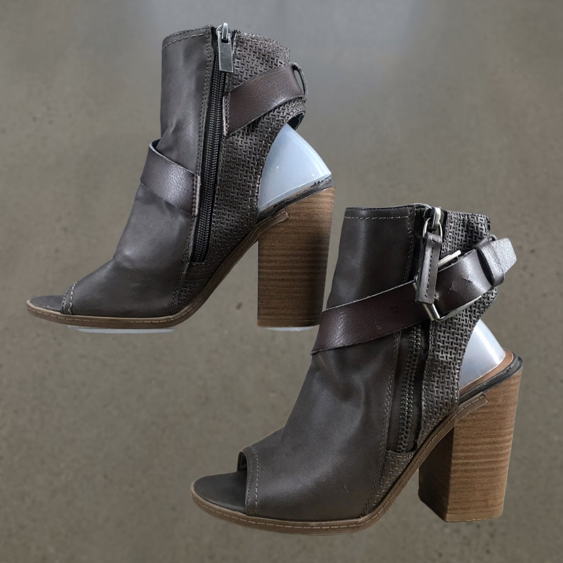 Dolce Vita DV Dolce Vita Boots Womens 6 Teisha Open Toe Zip Slingback Bootie Brown Heels Size US 6 / IT 36 - 1 Thumbnail