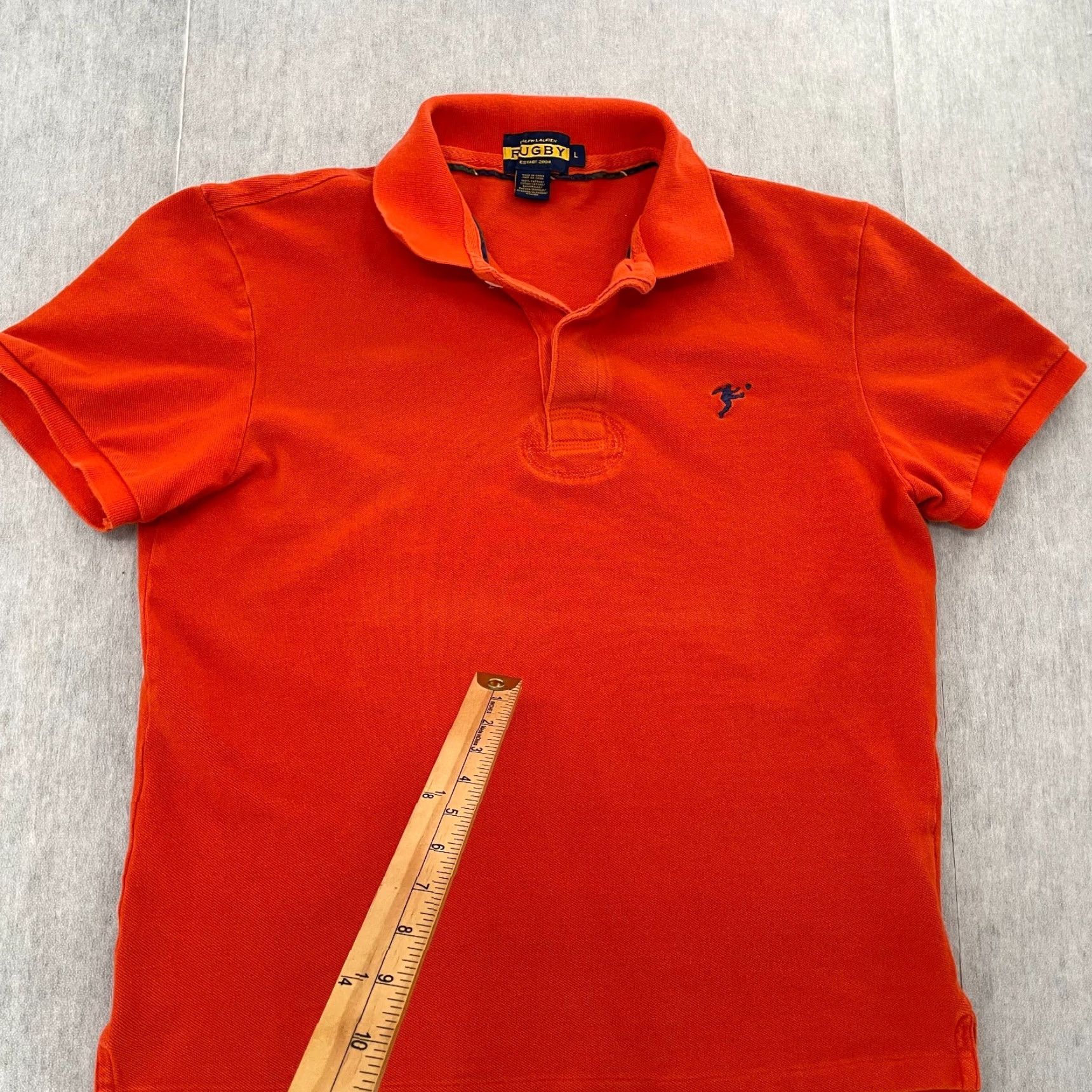 Ralph Lauren Rugby Ralph Lauren Shirt Adult Large Orange Polo Collar Button Short Sleeve Mens Size US L / EU 52-54 / 3 - 7 Thumbnail