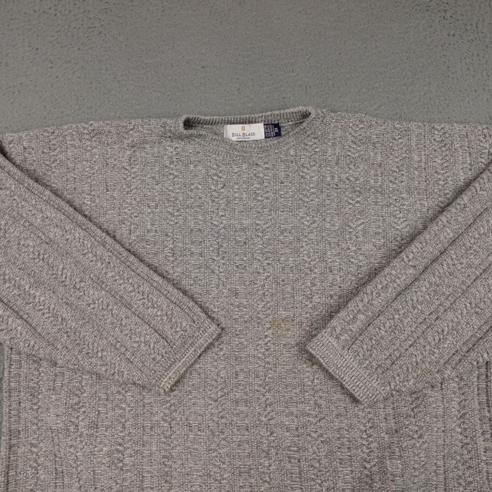 Bill Blass VINTAGE Bill Bass Sweater Mens 2X Gray Knit Crewneck Textured Made In USA 90s Size US XXL / EU 58 / 5 - 4 Thumbnail