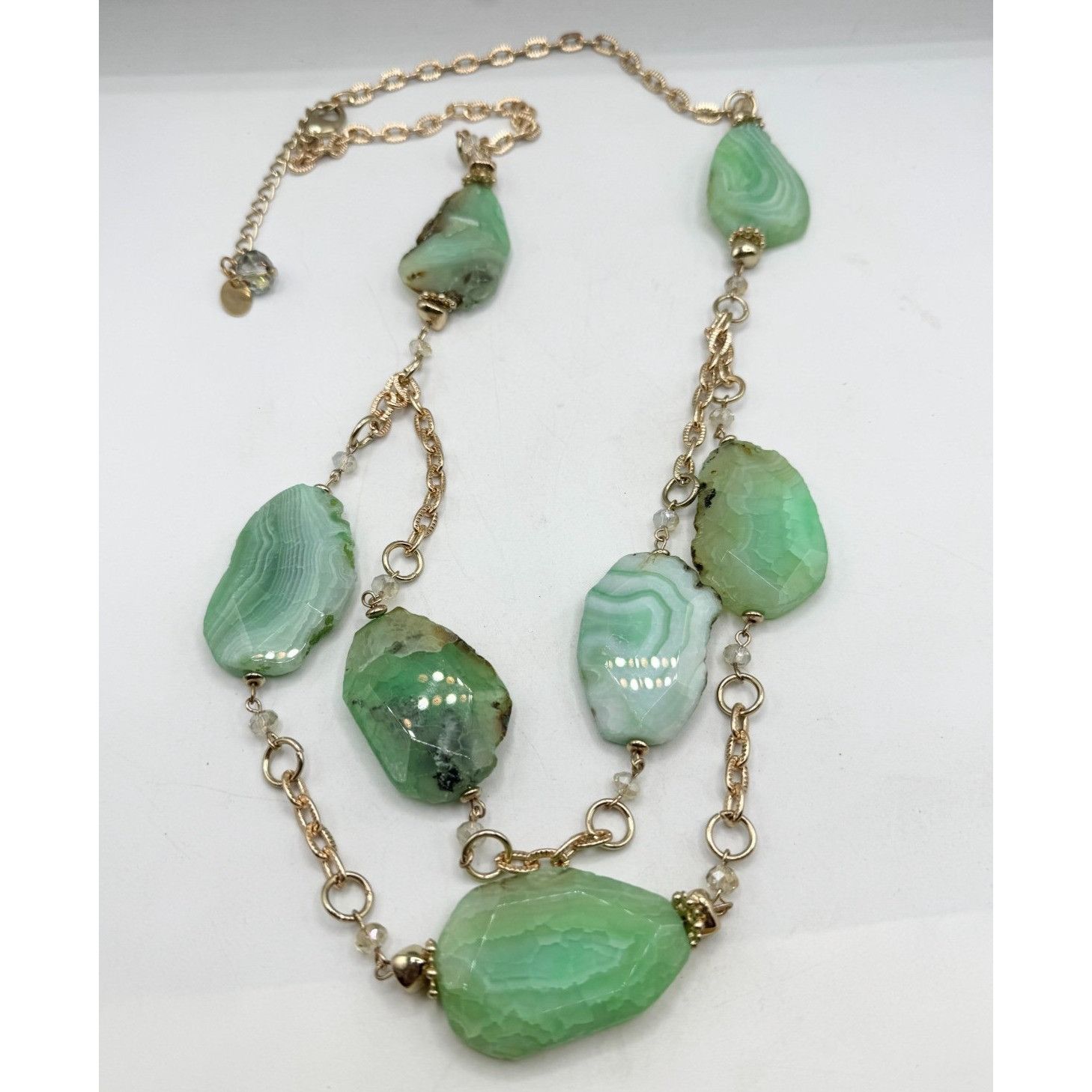 Other Vintage green stone geode crystal double strand necklace Size ONE SIZE - 1 Thumbnail
