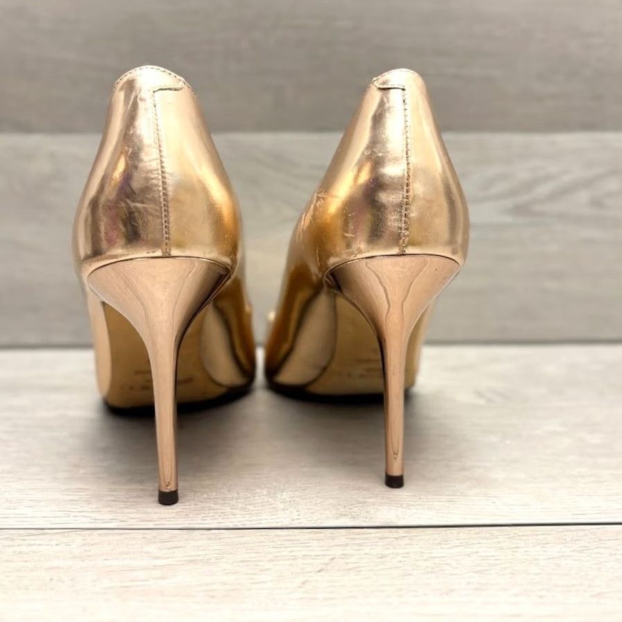 Jimmy Choo Jimmy Choo Pump Heel Stiletto Womens EU 40 Gold Ballet Pink Liquid Mirror Leather Pump Size US 7 / IT 37 - 3 Thumbnail