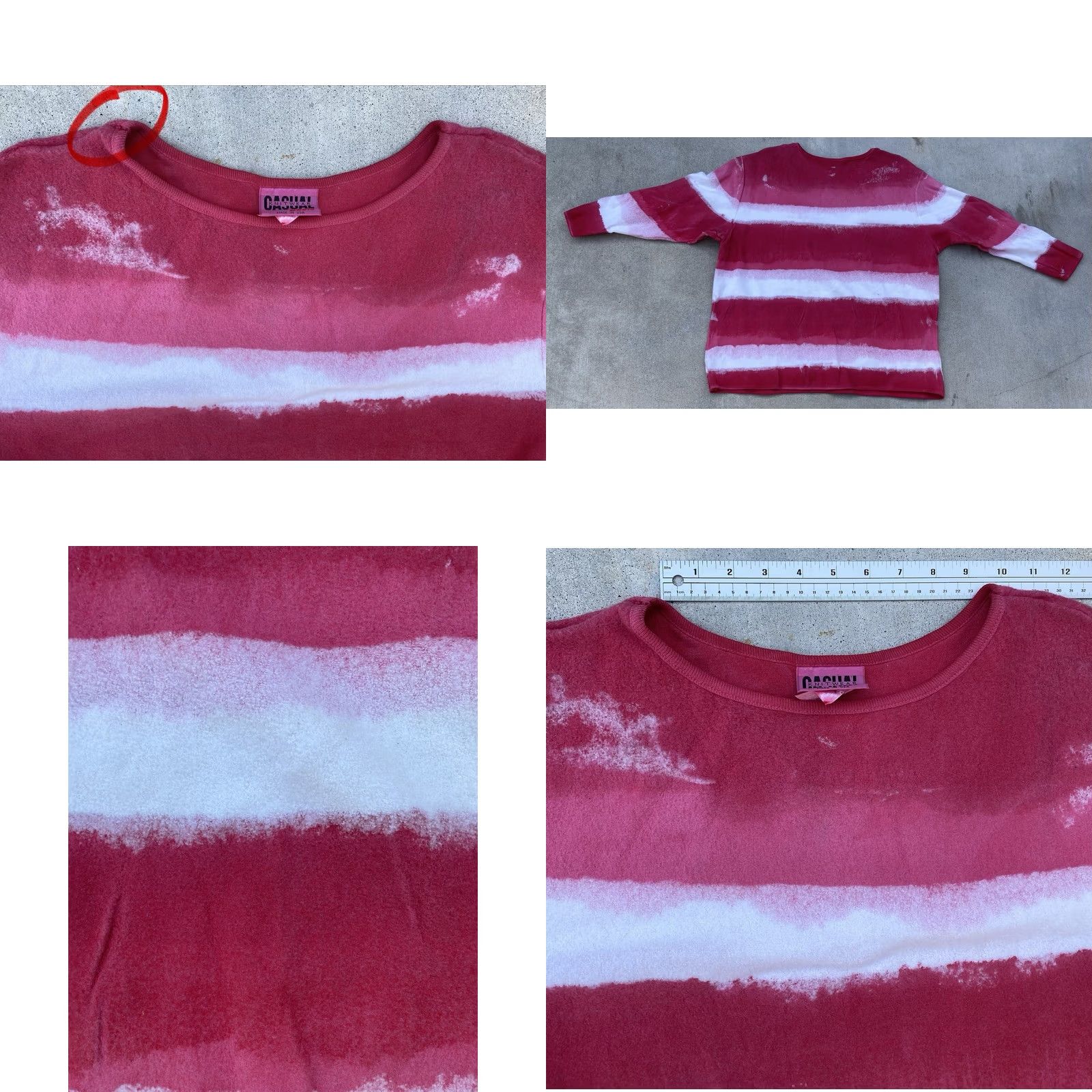 Pinko VINTAGE Casual Knitwear By Dobie Pink Striped Boxy 1X T-Shirt Women Size XL / US 12-14 / IT 48-50 - 10 Thumbnail