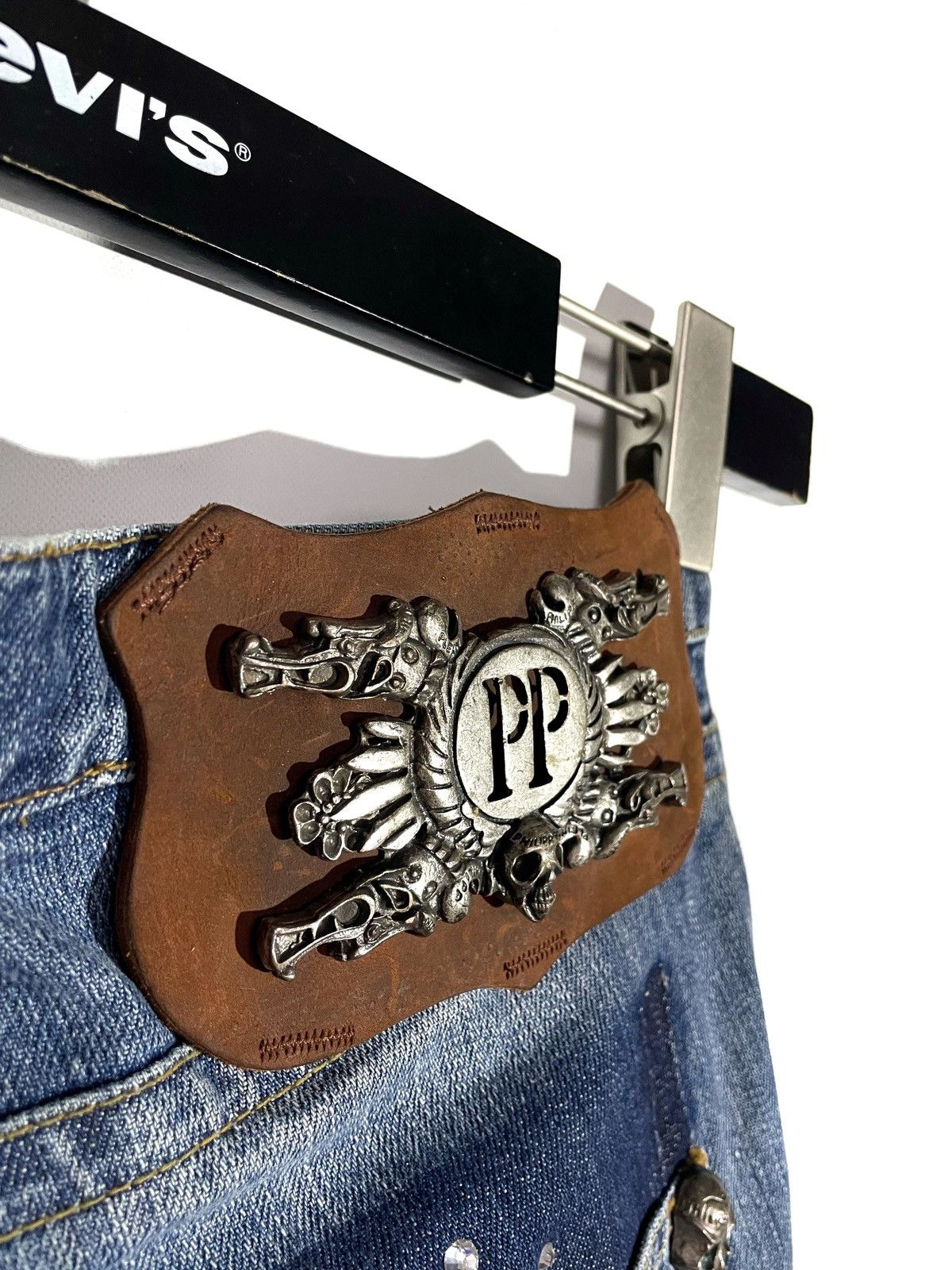 Philipp Plein Philipp Plein Women Y2K Blue Jeans Skull Stones Zip S-M Size 27" / US 4 / IT 40 - 7 Thumbnail