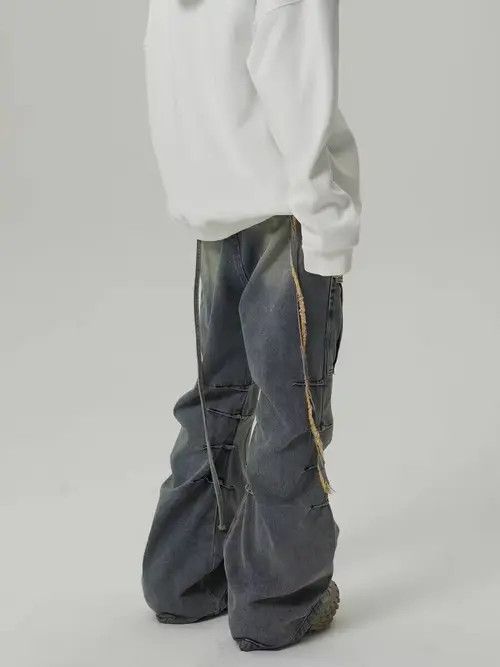 Japanese Brand × Jean Heavy-duty washed distressed pocket cargo straight-leg jeans Size US 32 / EU 48 - 2 Thumbnail