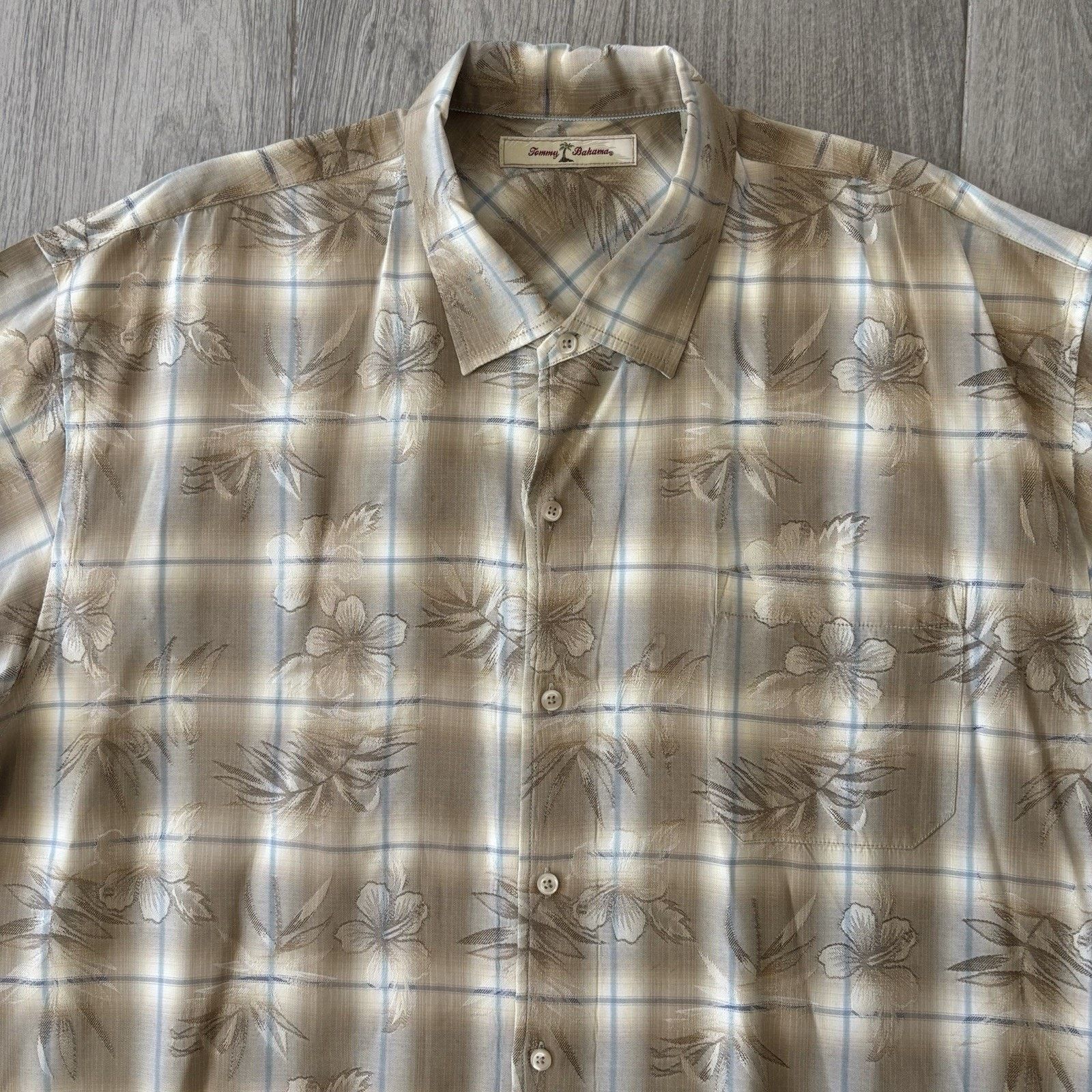 Tommy Bahama Tommy Bahama Hawaii Shirt Silk Gold Brown Floral Mens XXL Size US XXL / EU 58 / 5 - 2 Thumbnail
