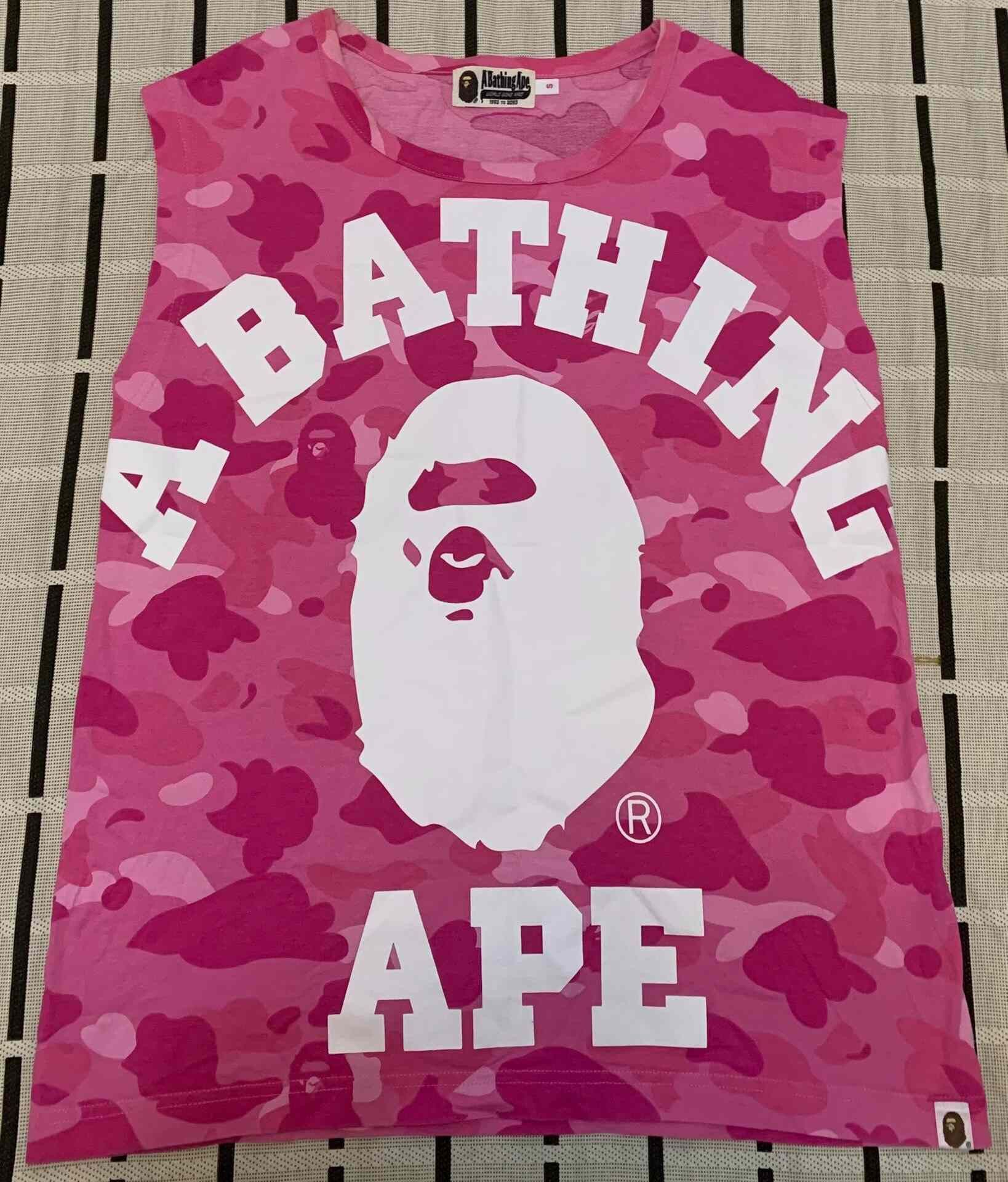 Bape Pink Camo Bape Head T-Shirt | Grailed