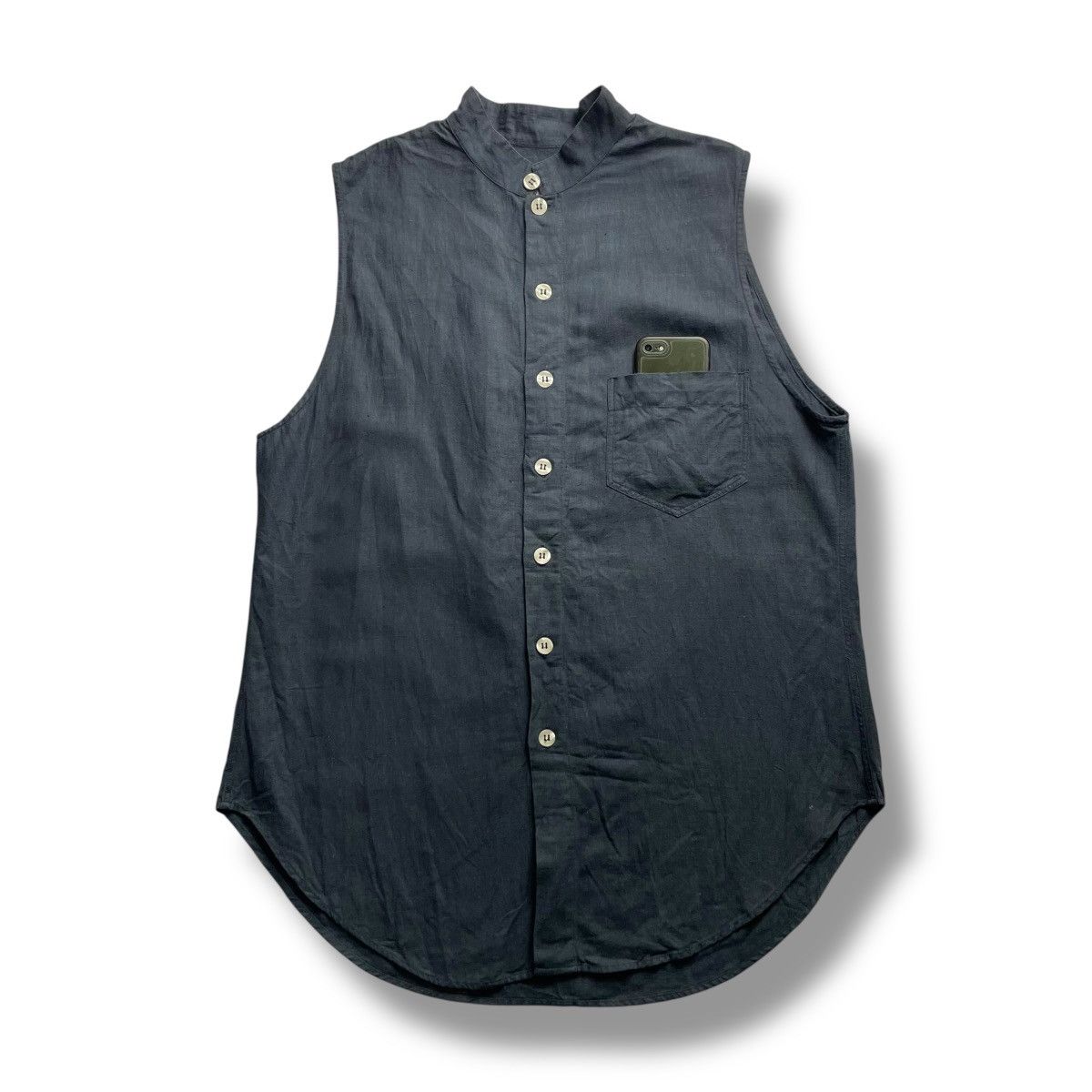 Emporio Armani EMPORIO ARMANI BUTTON UP LINEN SLEEVELESS SHIRT Size US L / EU 52-54 / 3 - 1 Thumbnail