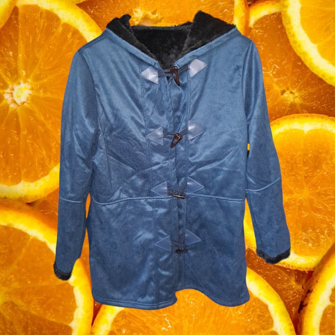 Other Fleece Lined Blue Hooded Lightweight Hook and Loop Coat Size M / US 6-8 / IT 42-44 - 2 Thumbnail