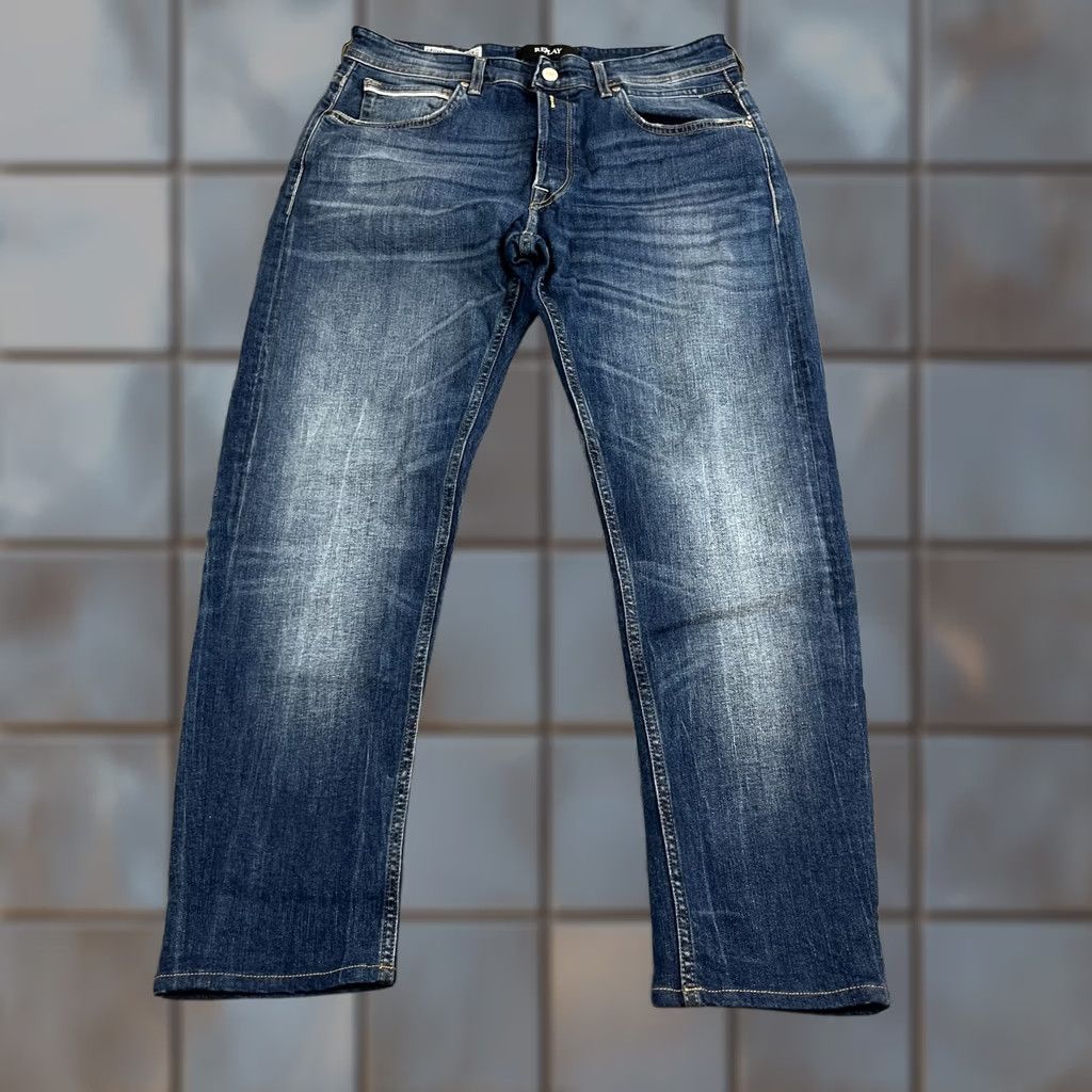 Replay Replay Jeans Slim Fit 32 28 Dark Wash Blue Organic Cotton Stretch Grover Men 5-Pocket Denim Shirt? Size US 32 / EU 48 - 1 Thumbnail