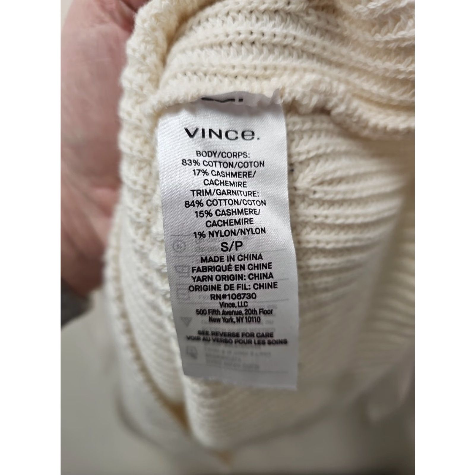 Vince Vince Womens Long Sleeve Pullover Crew Neck Sweater Ivory Size S Size S / US 4 / IT 40 - 5 Thumbnail