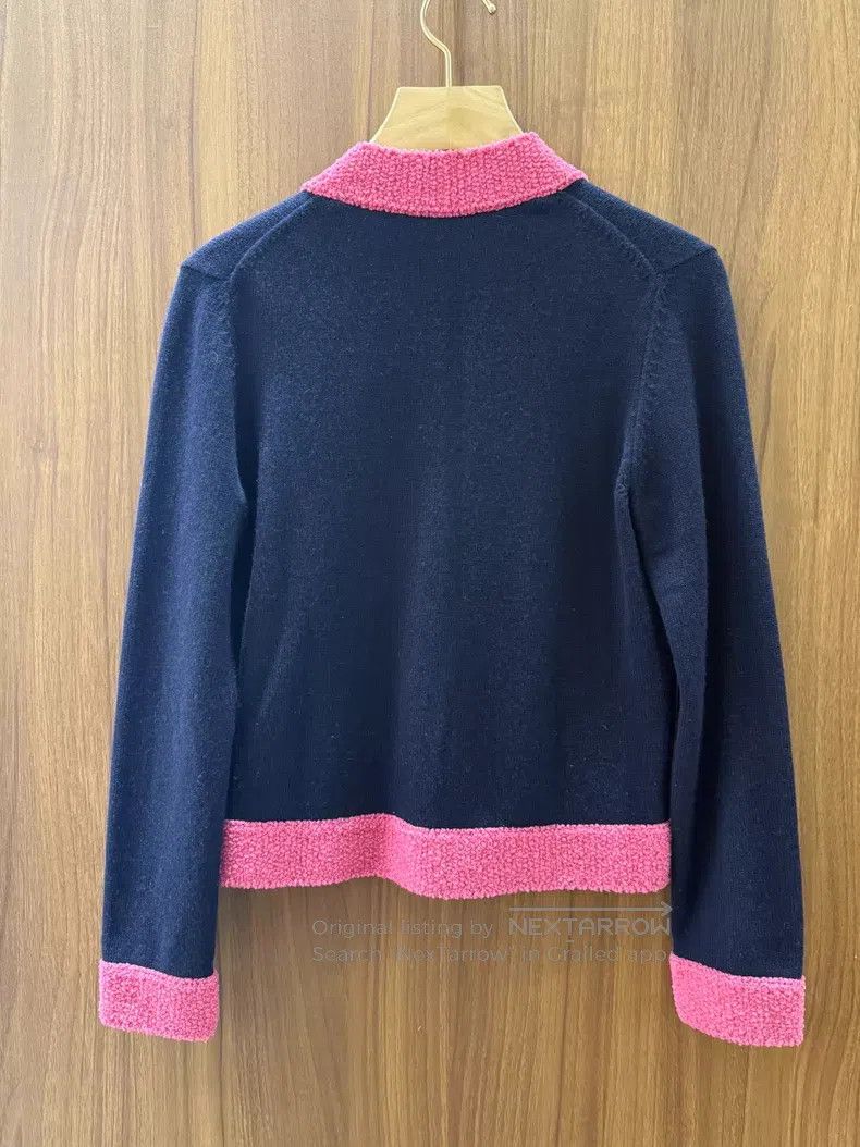 Chanel Chanel 19K dark blue pink edge cashmere cardigan coat Size XS / US 0-2 / IT 36-38 - 2 Thumbnail