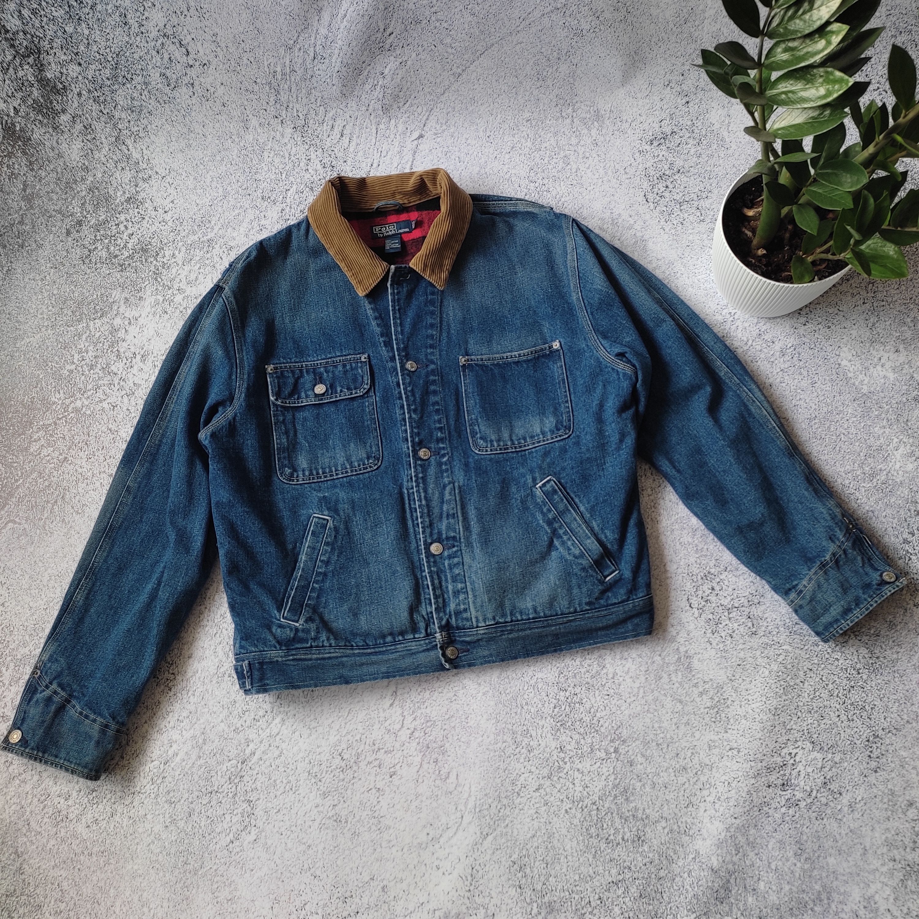 image of Polo Ralph Laurent Flanel Denim Corduroy Jacket in Blue, Men's (Size XL)