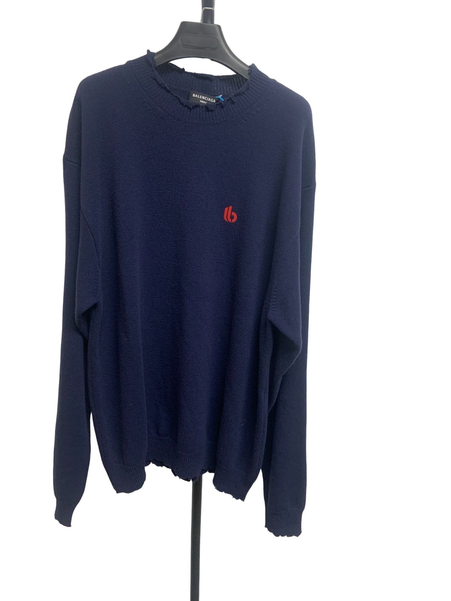 Balenciaga Balenciaga Distressed Logo Knit Sweater Size M Size US M / EU 48-50 / 2 - 1 Thumbnail