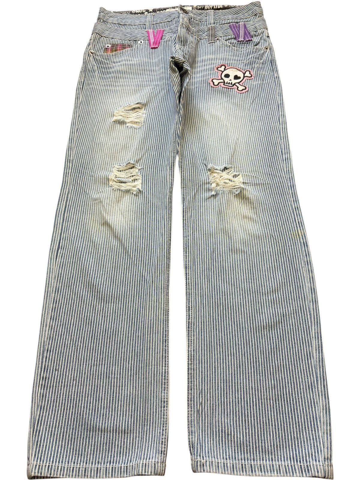 Ksubi Vintage Japanese Brand Double Waist Hickory Distress Jeans Size 32" / US 10 / IT 46 - 1 Thumbnail
