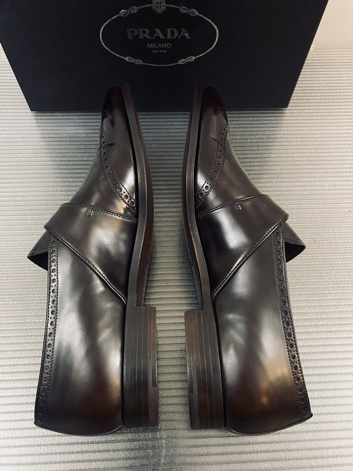 Prada Prada 🇮🇹 Bruciato wingtip toe medallion buckle loafer 11 NEW Size US 11 / EU 44 - 10 Thumbnail