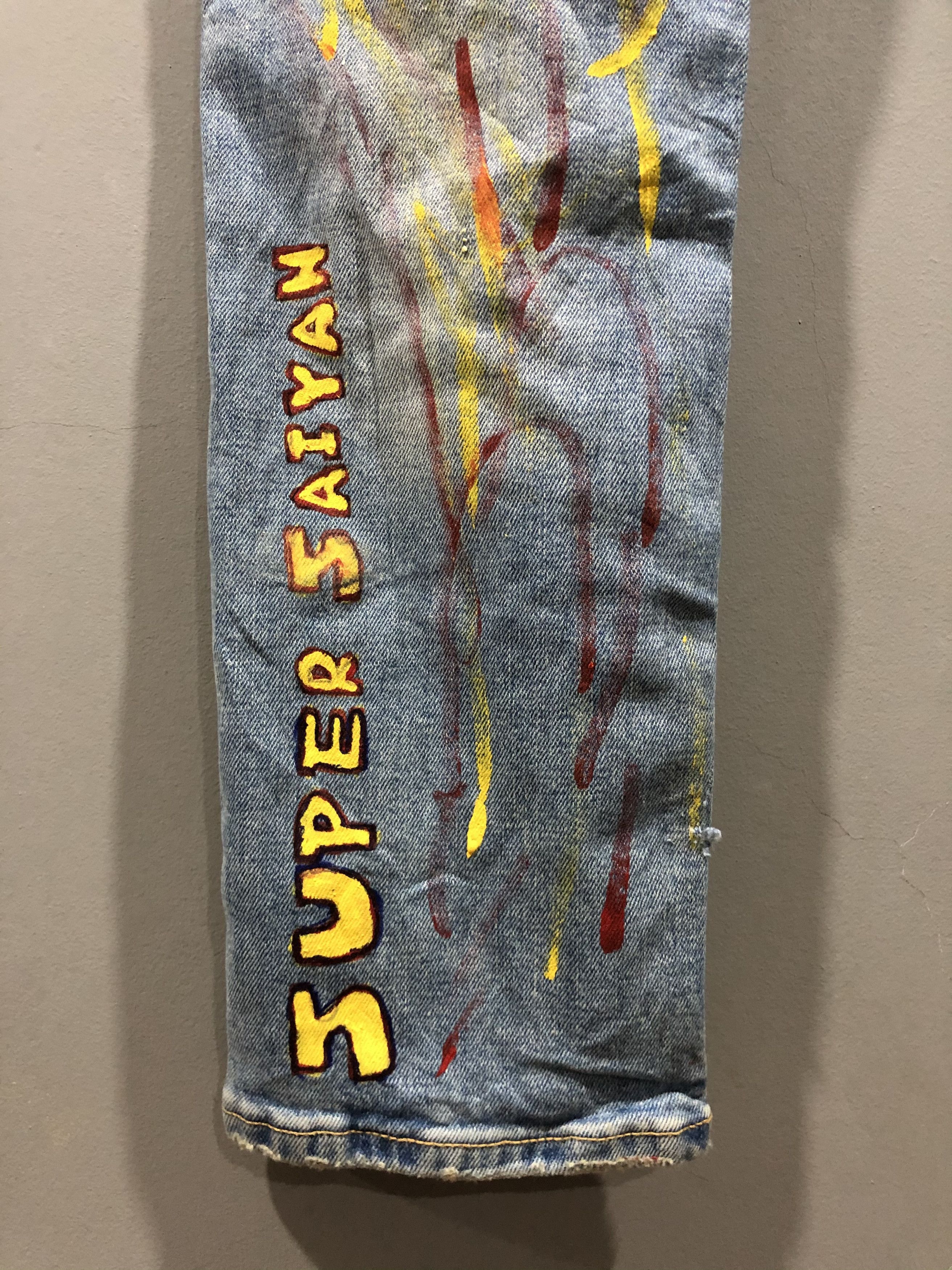 Anime Dragon Ball Z Distressed Jeans Custom Handmade By Pop Up LA Size US 32 / EU 48 - 11 Thumbnail
