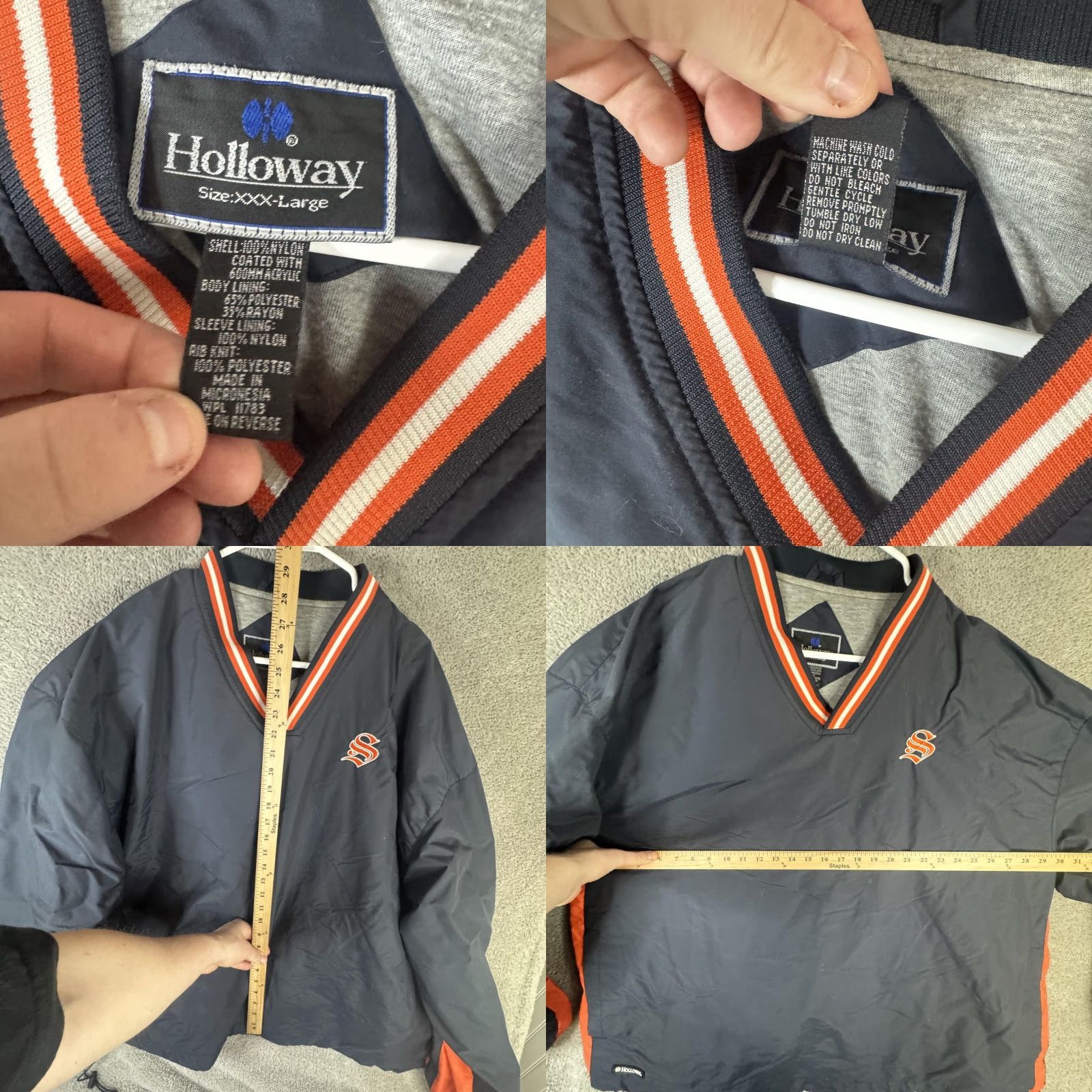 Holloway Holloway Windbreaker Jacket Mens 3XL Blue S Logo V Neck Pullover Lined School Size US XXL / EU 58 / 5 - 8 Thumbnail