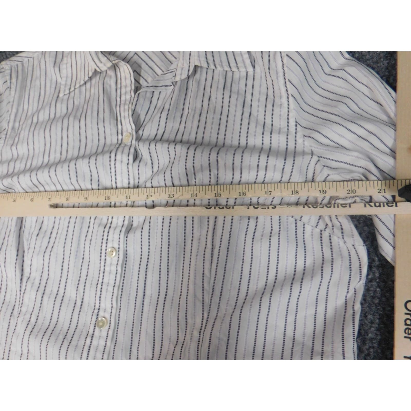 Ann Taylor Ann Taylor Shirt Womens 14 White Striped Button-Up Top Casual Long Sleeve Collared Polyester Down Button 14 White Regular Stretch Classic Size XL / US 12-14 / IT 48-50 - 4 Thumbnail