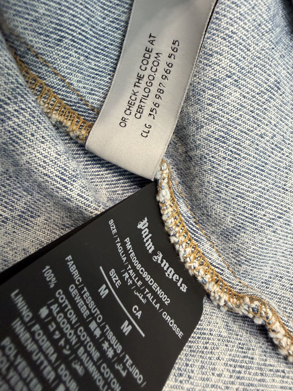 Palm Angels Palm Angels Logo Over Denim Jacket Blue White Size US M / EU 48-50 / 2 - 11 Thumbnail