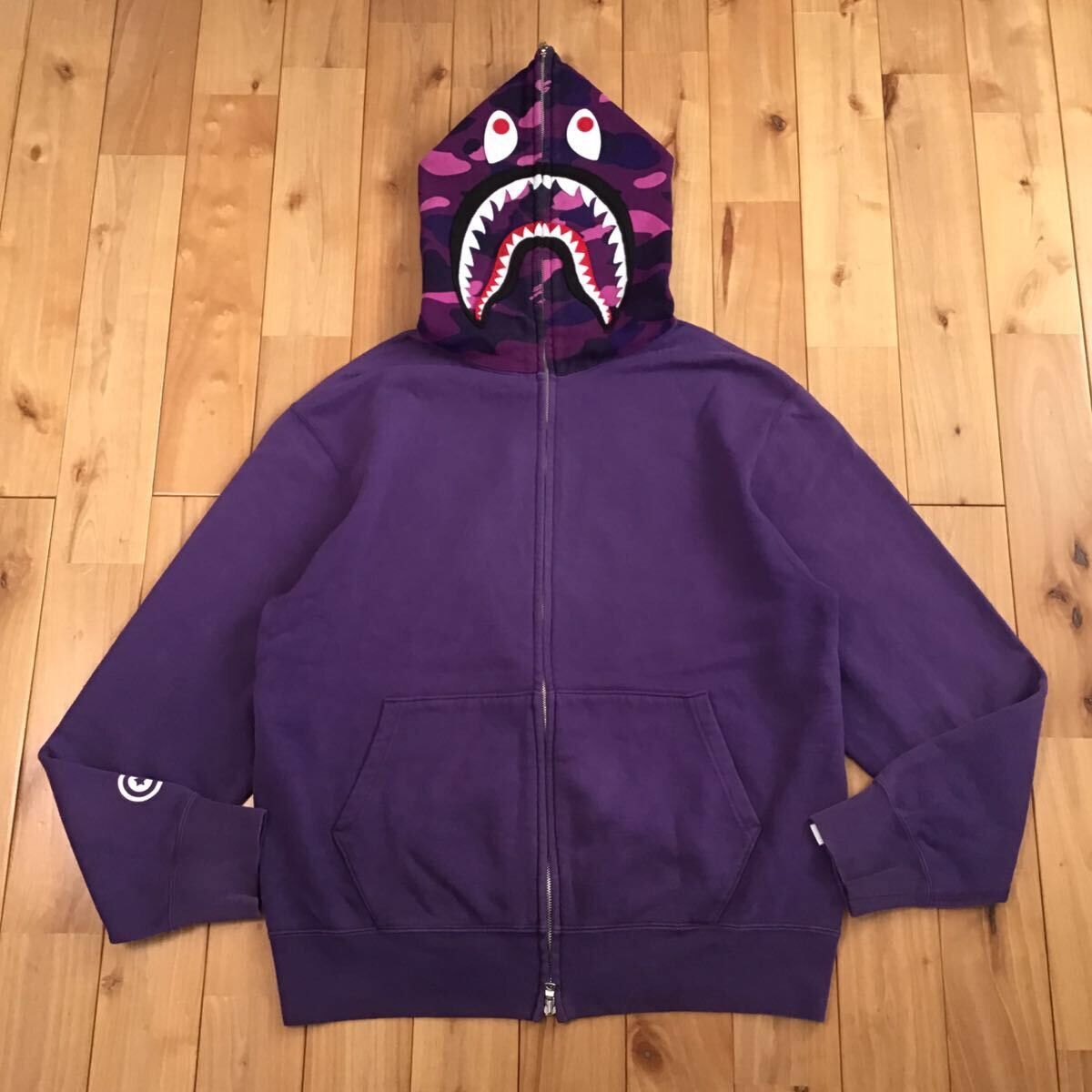 Bape × Nigo 2007 BAPE Purple camo shark full zip hoodie a bathing ape Size US M / EU 48-50 / 2 - 2 Thumbnail