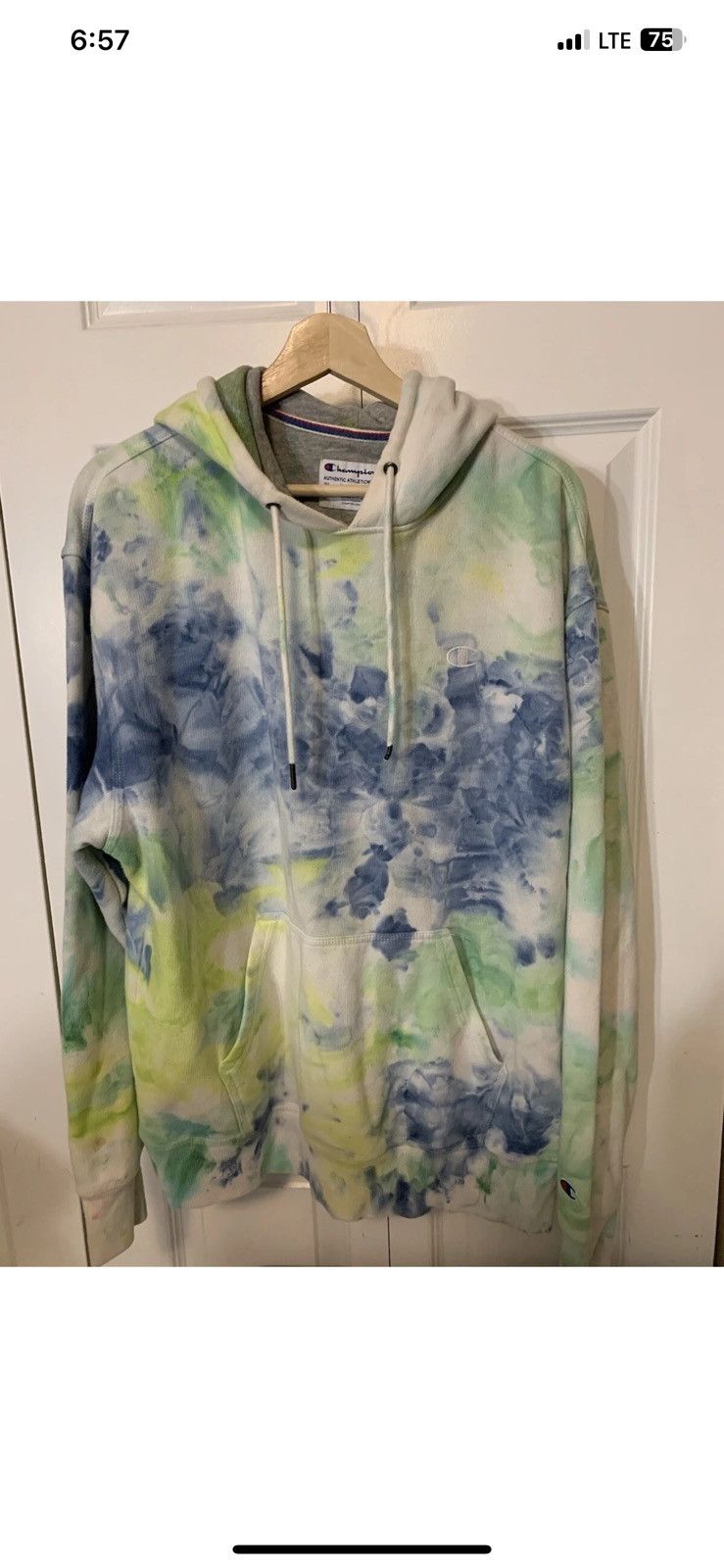 Champion Champion Hoodie Mens Sz L Tie Dye Wash White Green Blue Size US L / EU 52-54 / 3 - 3 Thumbnail