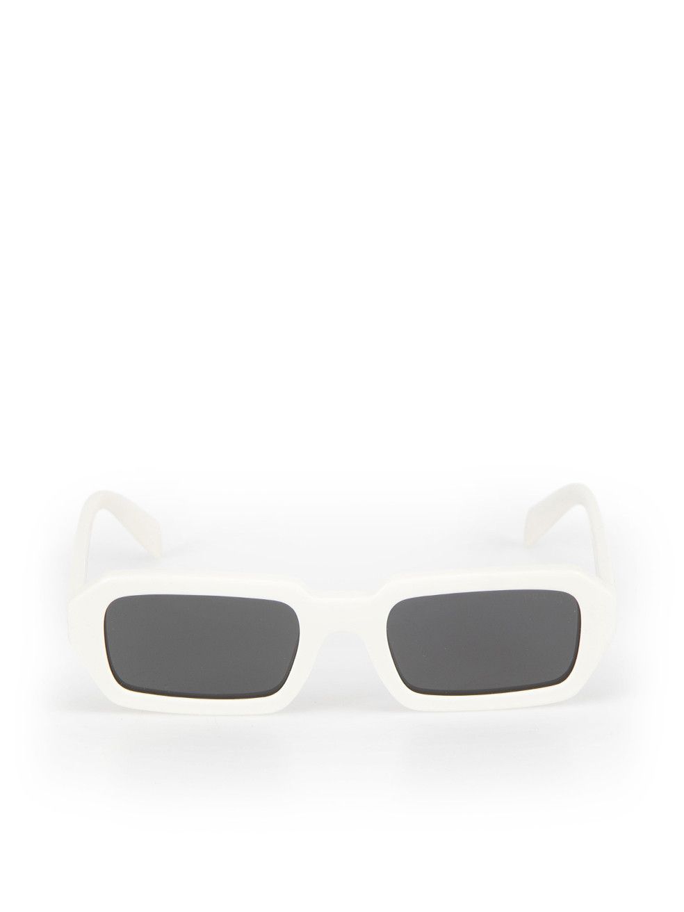 image of Prada White Rectangular Frame Sunglasses, Women's