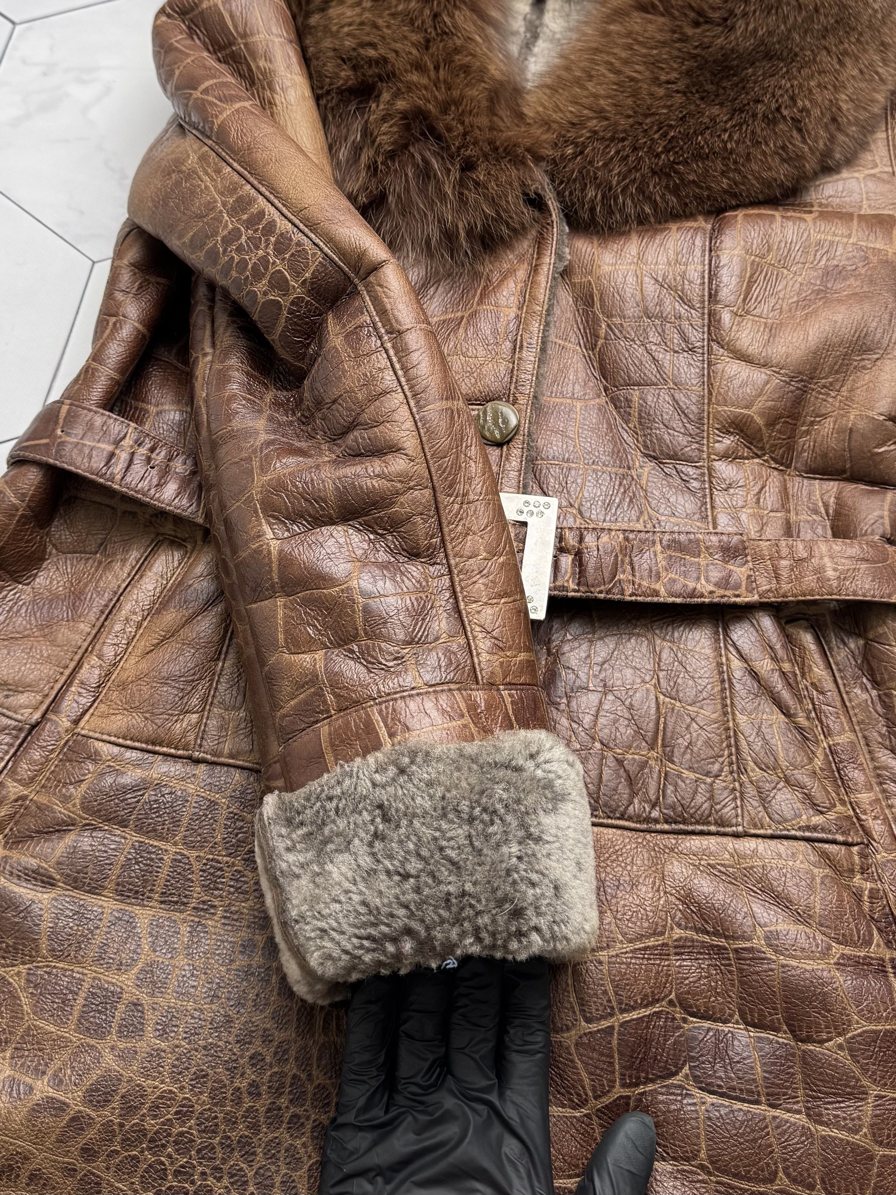 Japanese Brand Vintage Real Sheepskin Coat With Belt (B550)E2D15 Size L / US 10 / IT 46 - 5 Thumbnail