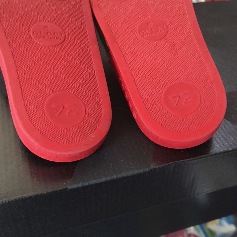 Gucci Gucci Children's Red Mushroom Print Slide Sandals -2508 Size US 11.5 / EU 44-45 - 6 Thumbnail
