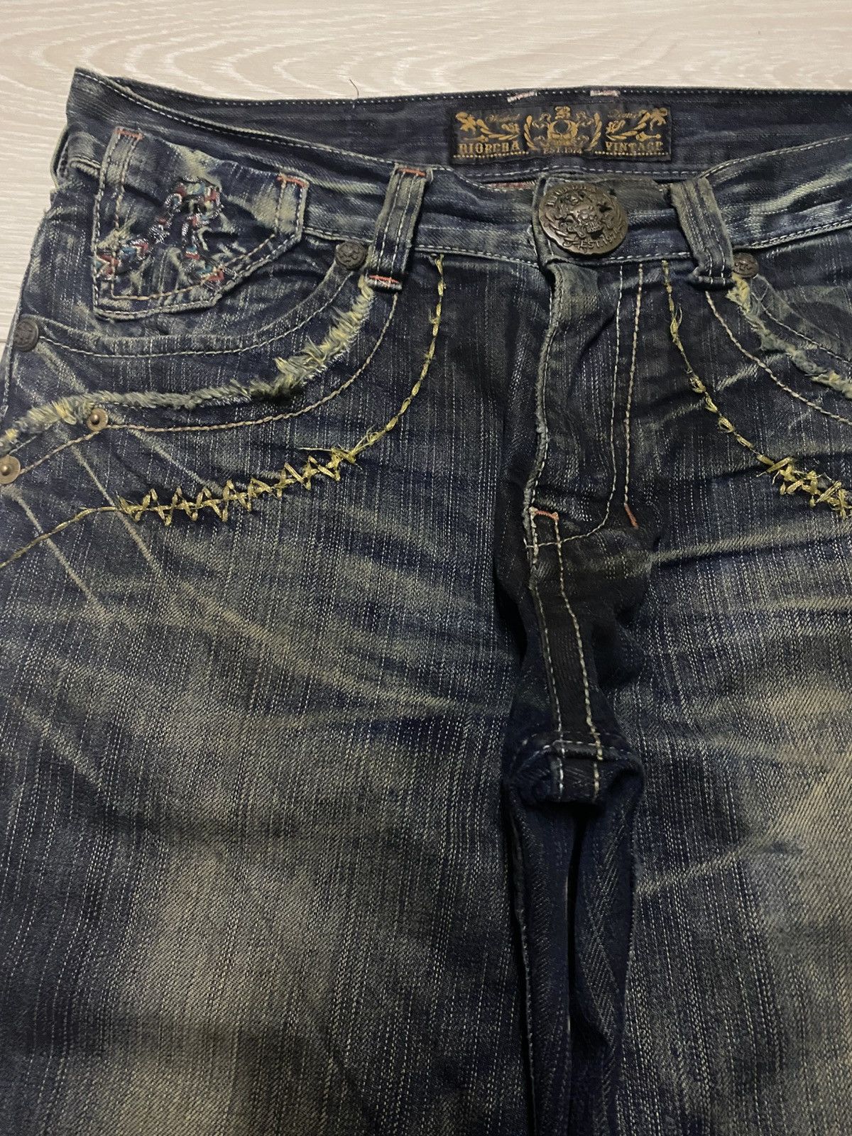 Tornado Mart Japan Brand Riobera Embroidered Karakuri Logo Baggy Jeans Size US 33 - 9 Thumbnail
