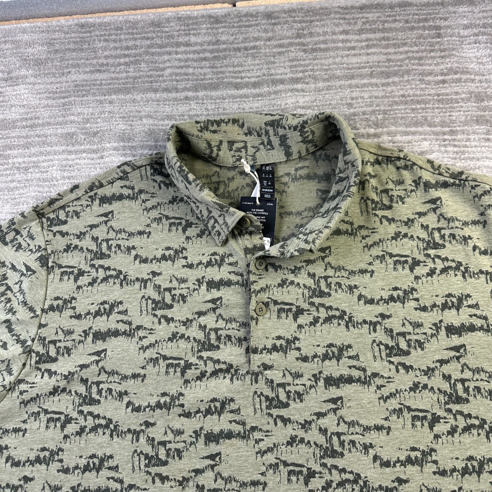 Adidas Adidas Polo Shirt Mens 2XL Green Geometric Short Sleeve Casual Activewear Golf Polo Shirt Mens Size US XXL / EU 58 / 5 - 3 Thumbnail