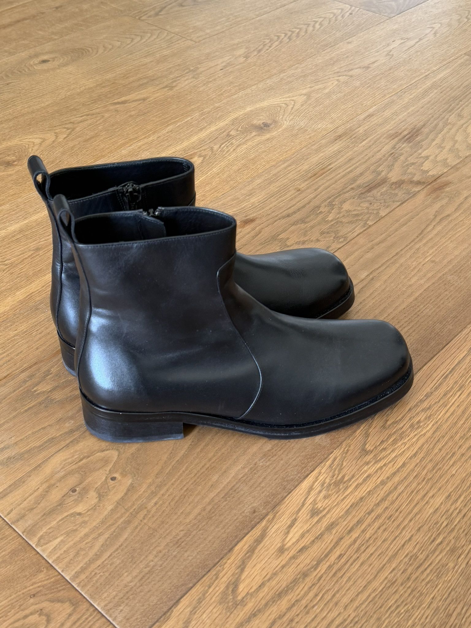 Studio Nicholson black Square Toe Leather Boots size 45 Size US 12 / EU 45 - 2 Thumbnail