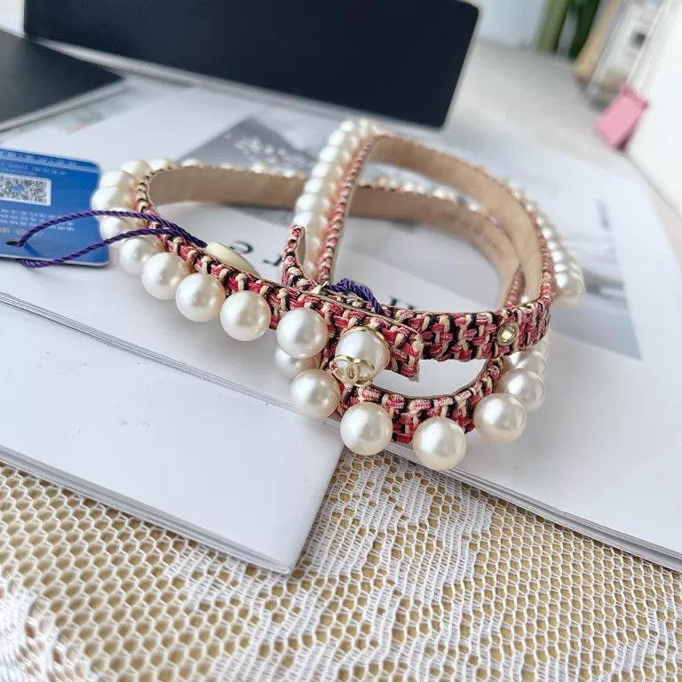 Chanel Chanel tweed pearl-embellished belt Size ONE SIZE - 2 Thumbnail