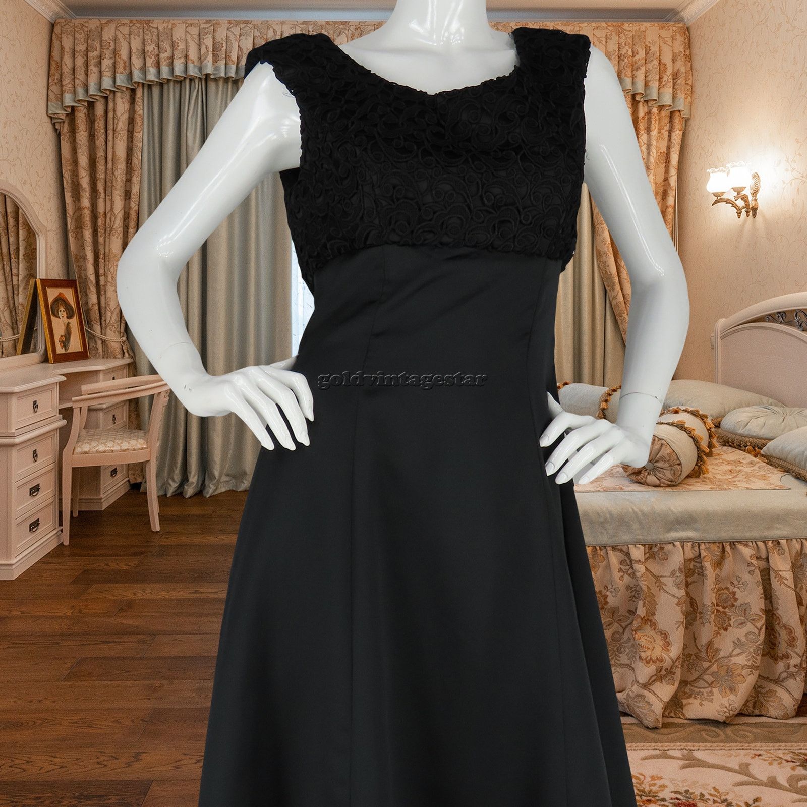 Other Elegant Vintage Black Embroidered Evening Gown Maxi Dress M Size M / US 6-8 / IT 42-44 - 13 Thumbnail