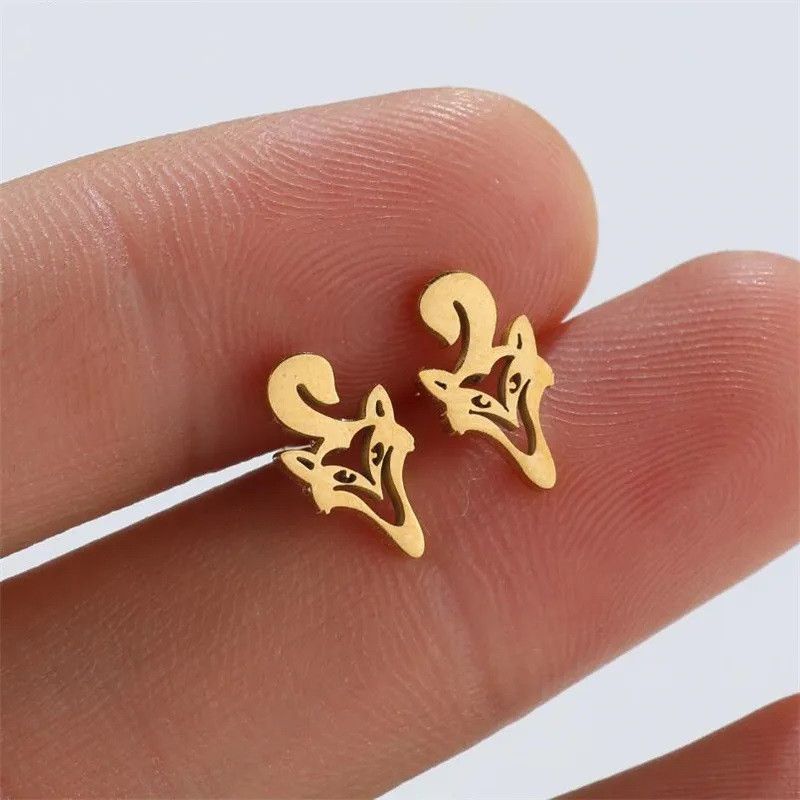 Jewelry Funny Fox Mini Stud Earrings Charm Earring Gift Size ONE SIZE - 1 Thumbnail