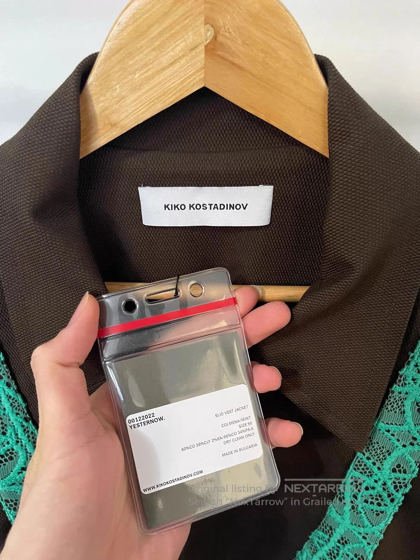 Kiko Kostadinov Long Sleeve Shirt with Green Lace Overlay. Size US M / EU 48-50 / 2 - 7 Thumbnail