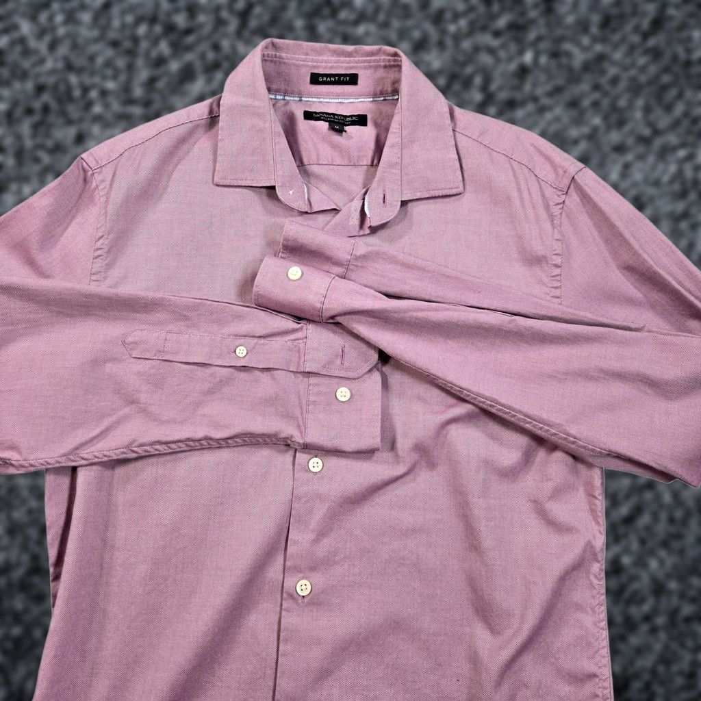 Banana Republic Banana Republic Dress Shirt Mens Medium Purple Solid Grant Fit Supima Cotton LS Size 40R - 1 Thumbnail