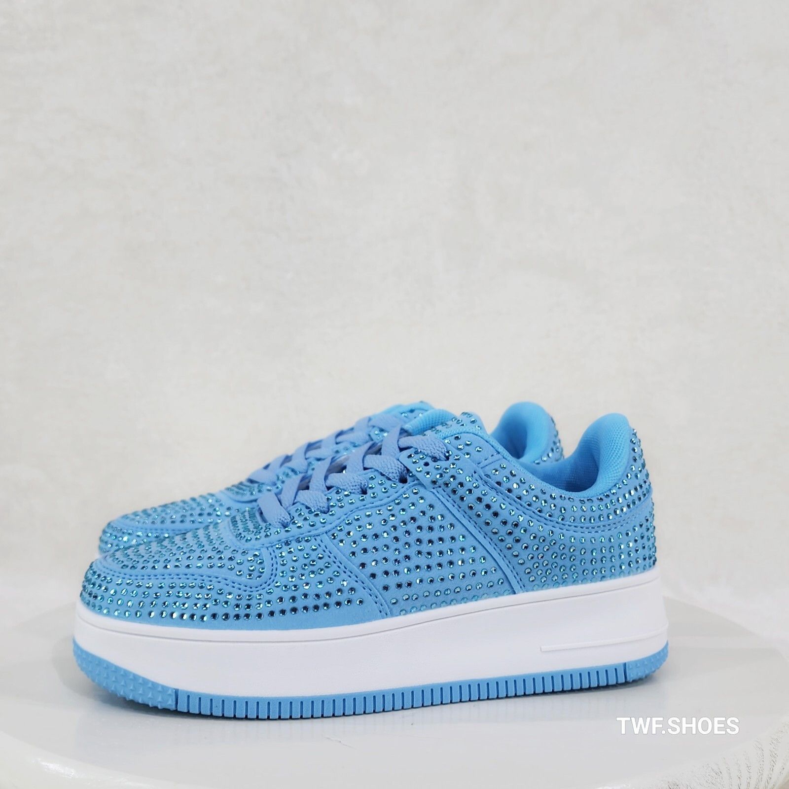 Other Eden Light baby Sky Blue Rhinestone Platform Sneakers Tennis Size US 8 / IT 38 - 4 Thumbnail