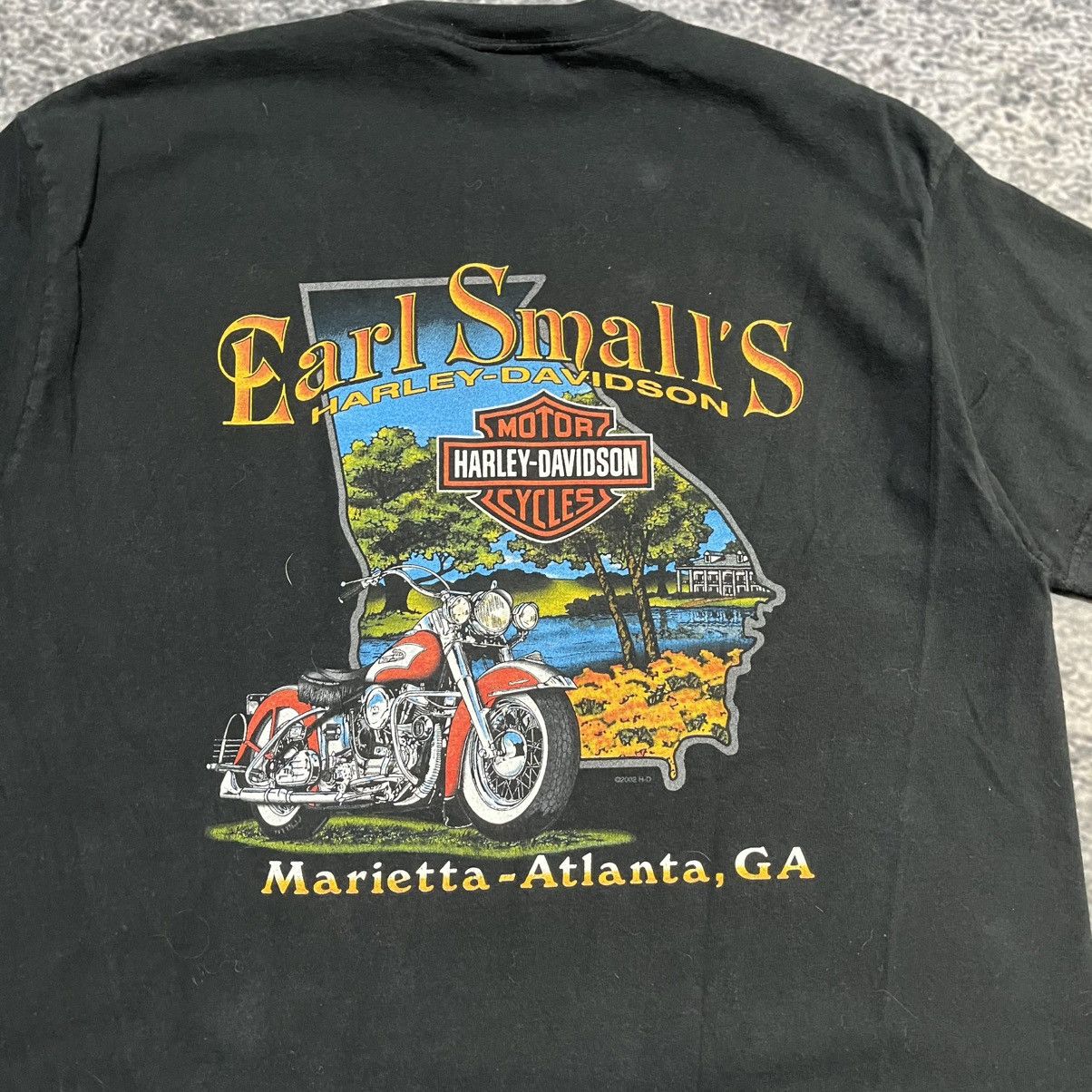 Harley Davidson VINTAGE 2000s HARLEY DAVIDSON BLACK LOGO GRUNGE T SHIRT Size US L / EU 52-54 / 3 - 7 Thumbnail