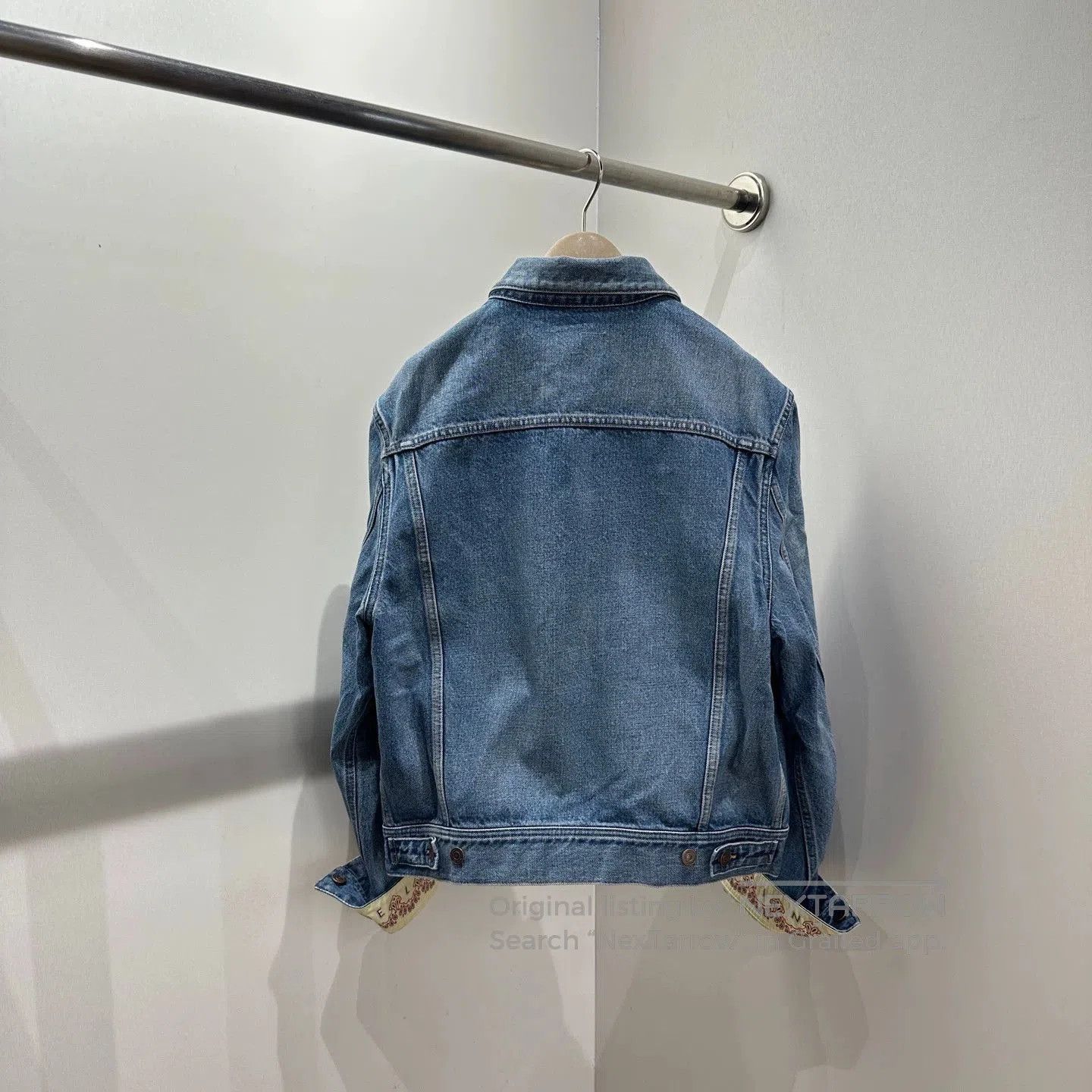 Celine Blue Denim Jacket with Embroidered Cuffs (S). Size US S / EU 44-46 / 1 - 2 Thumbnail