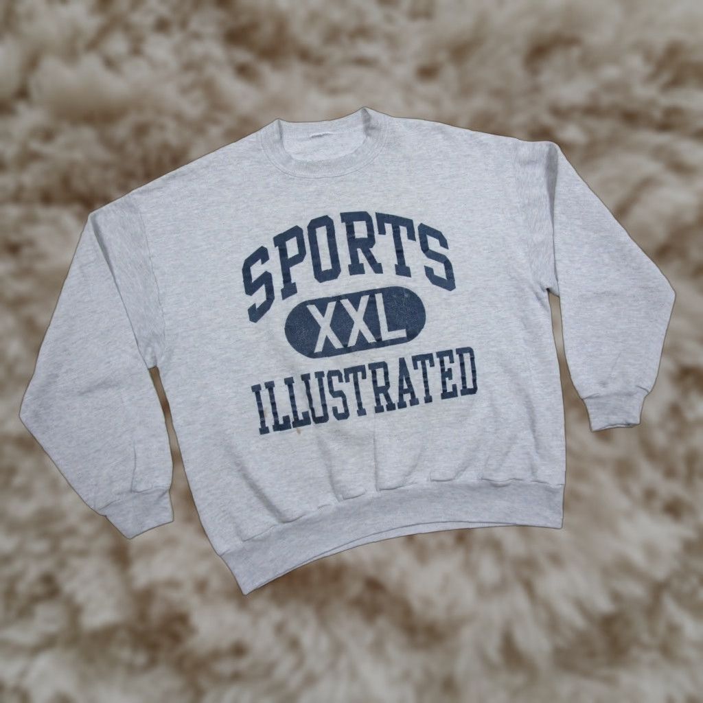 VINTAGE 90s Sports Illustrated Crewneck Sweatshirt XXL Gray Graphic Print Pullover Mens