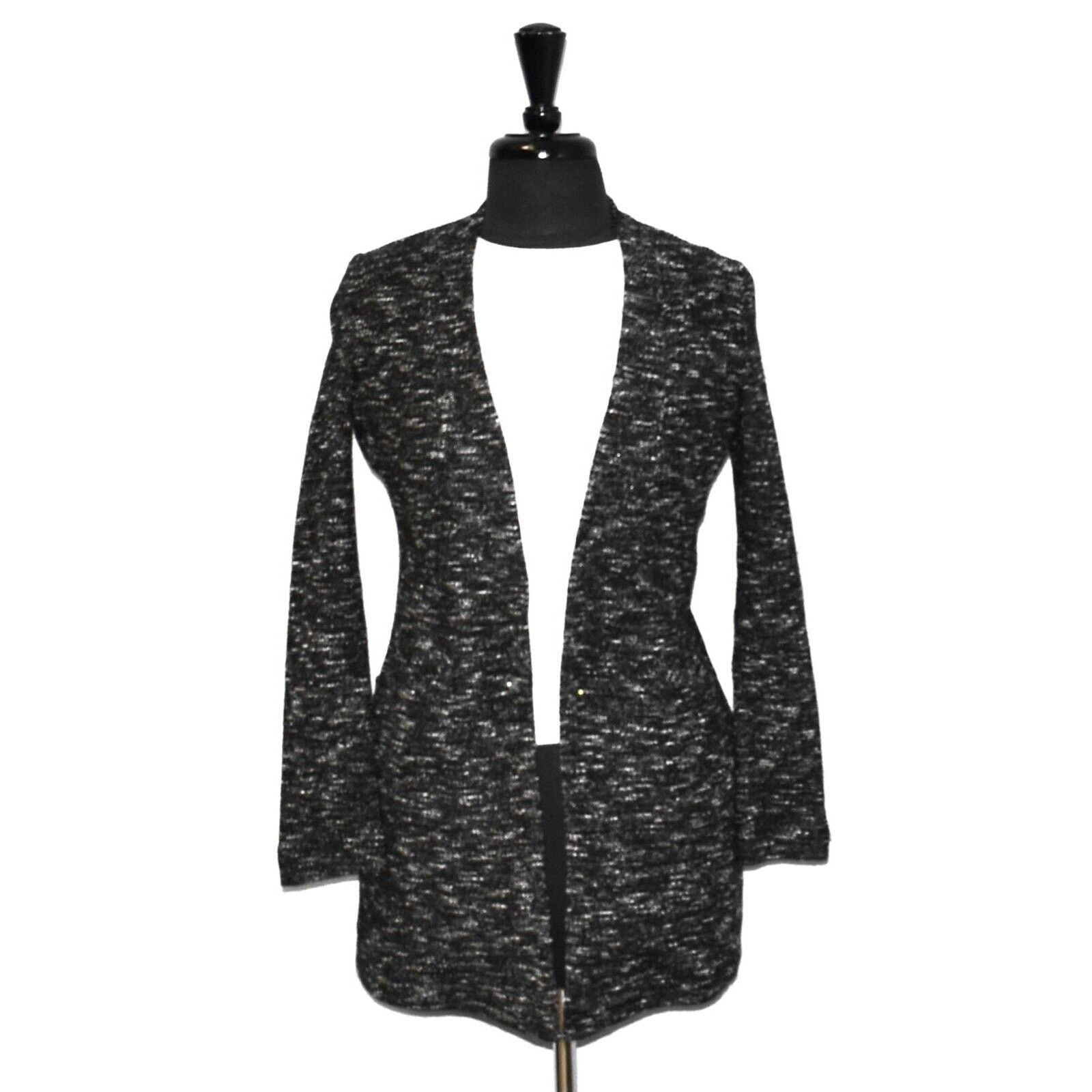 Eileen Fisher EILEEN FISHER Blk/Wht Cotton Blend Cardigan Sweater Sz PP Size S / US 4 / IT 40 - 1 Thumbnail
