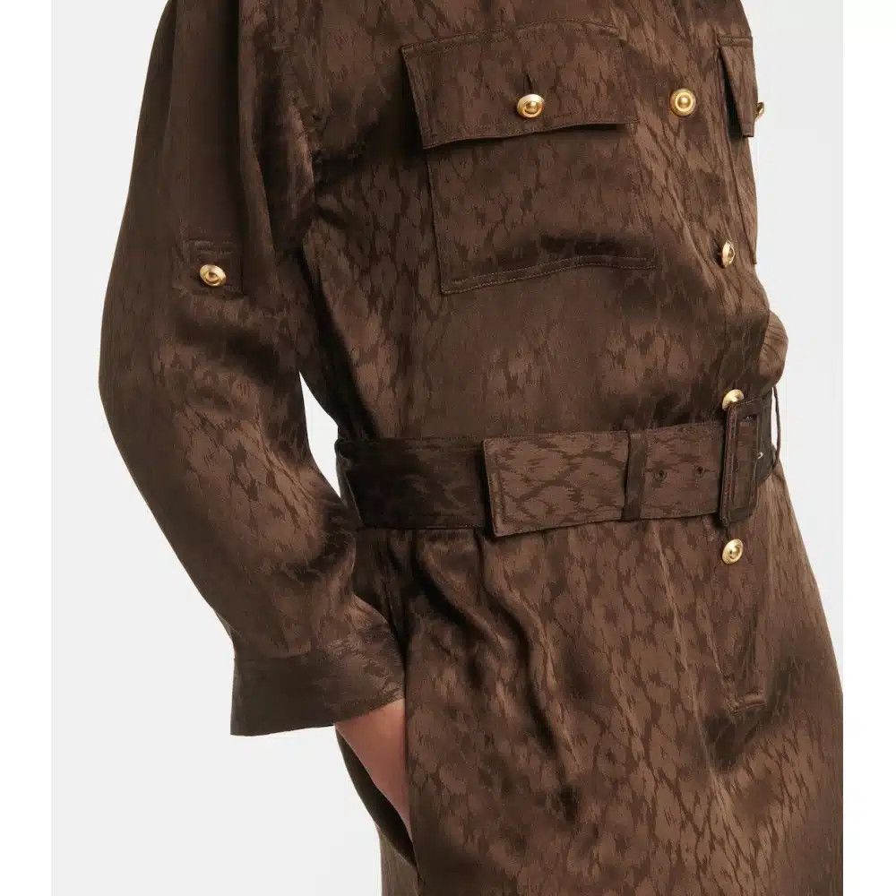 Tom Ford o1loc1c1125 AB3496 Silk Jacquard Midi Dress in Olive Size M / US 6-8 / IT 42-44 - 3 Thumbnail