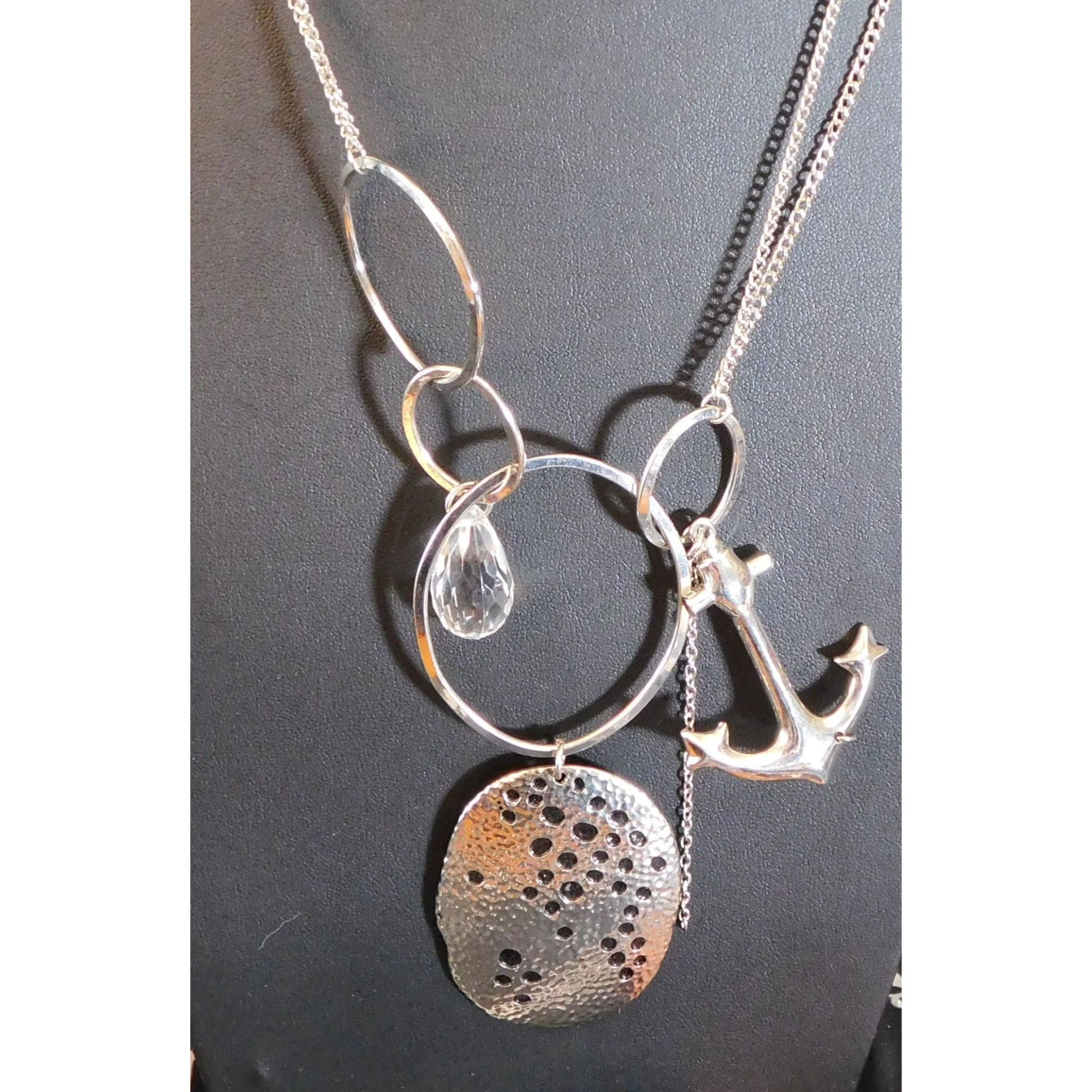 Other Abstract Nautical Anchor Necklace Silver Tone Metal Size ONE SIZE - 3 Thumbnail