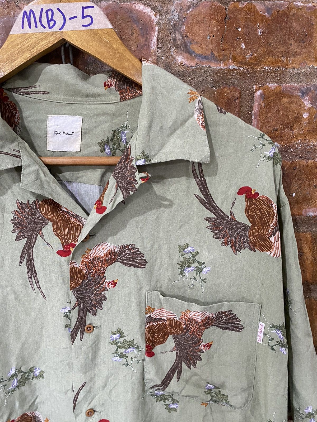 Yoshiyuki Konishi 1990s 🔥SAMPLE Karl Helmut Rooster Rayon button up Size XL / US 12-14 / IT 48-50 - 5 Thumbnail