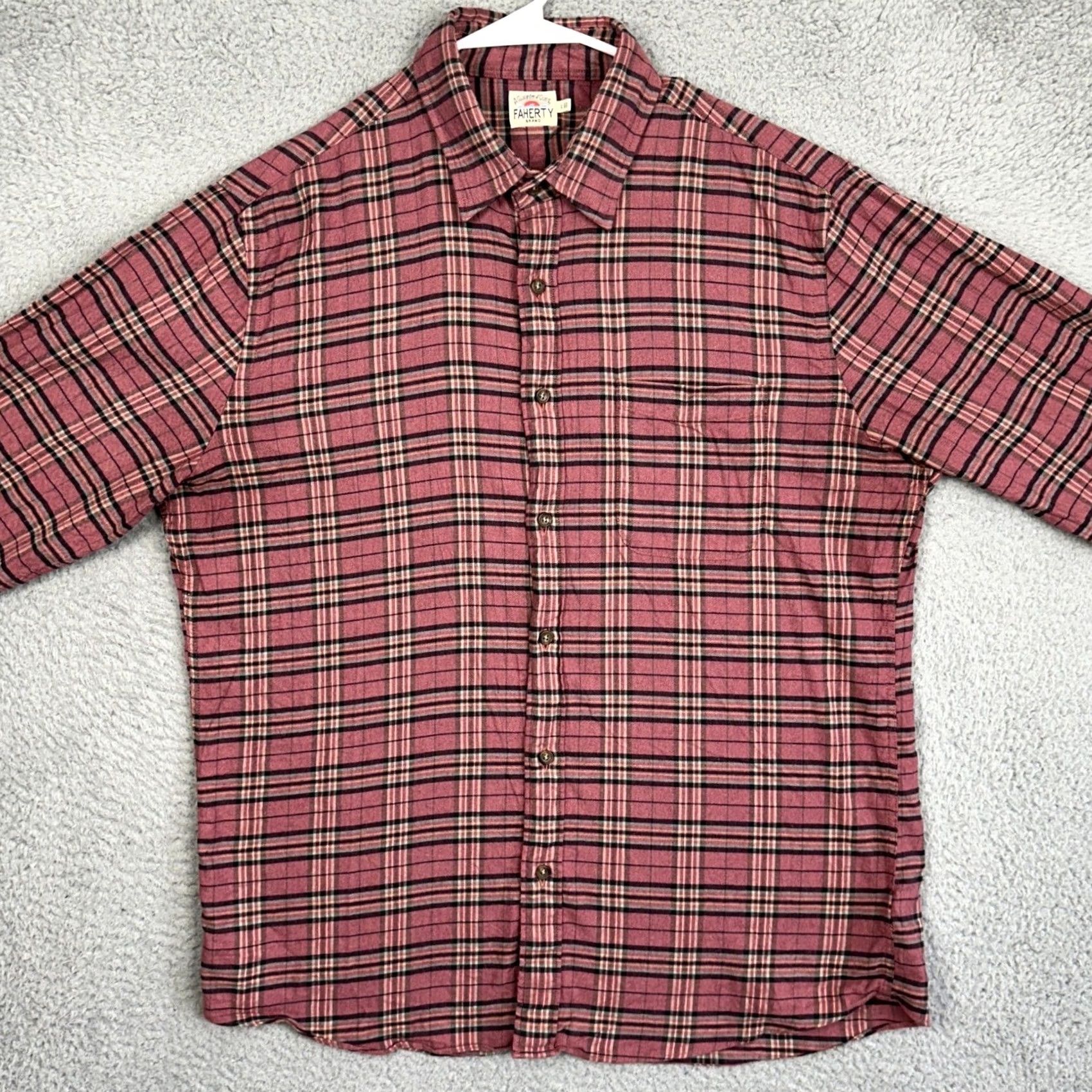 Faherty Faherty Shirt Men L Button-Up Plaid Red Burgundy Navy Long Sleeve Button-Down Collar Casual Workwear Size US L / EU 52-54 / 3 - 3 Thumbnail