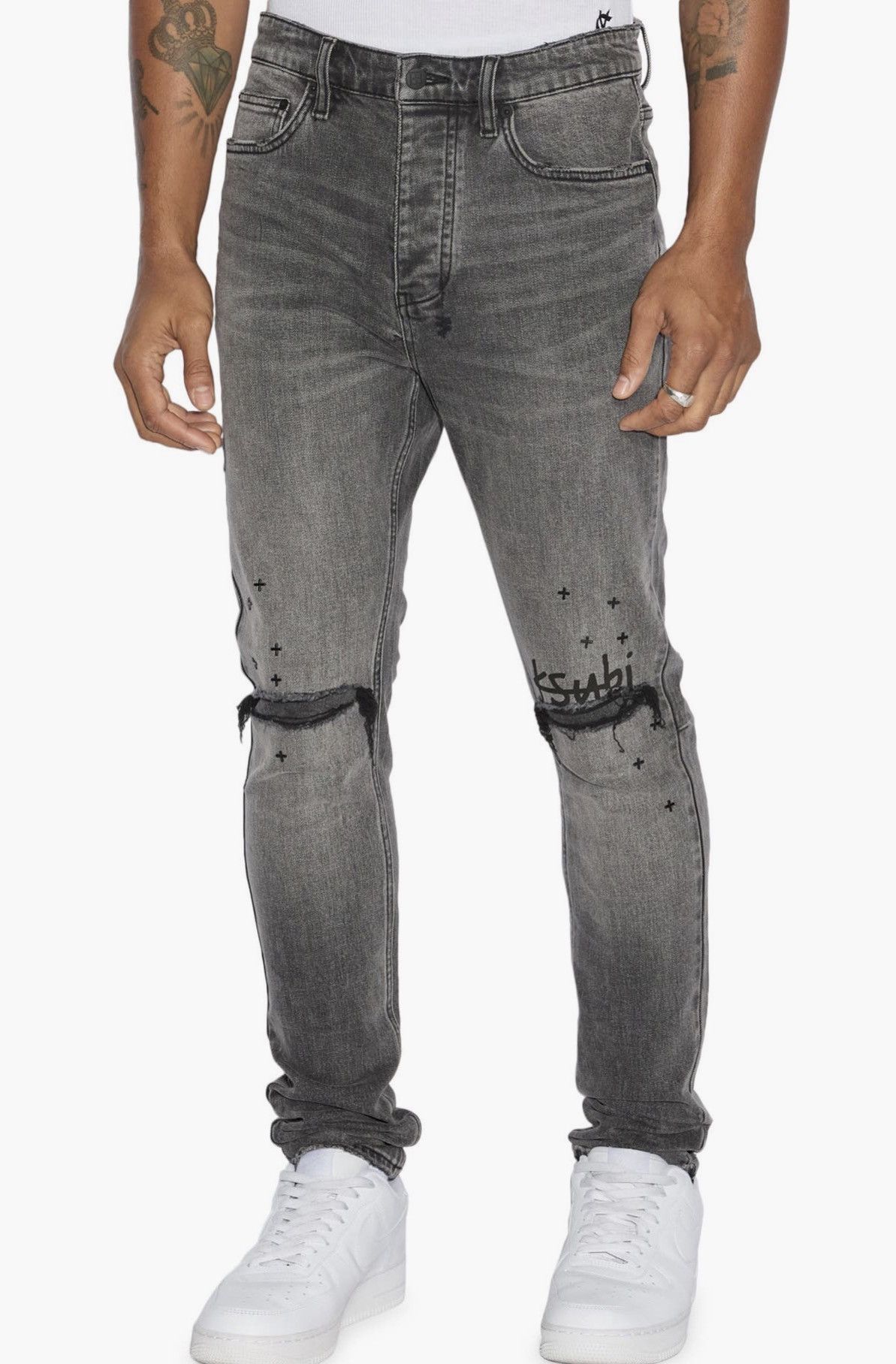 Ksubi Ksubi Men's Gray Washed Slim Tapered Jeans Size 36 Size US 36 / EU 52 - 1 Thumbnail